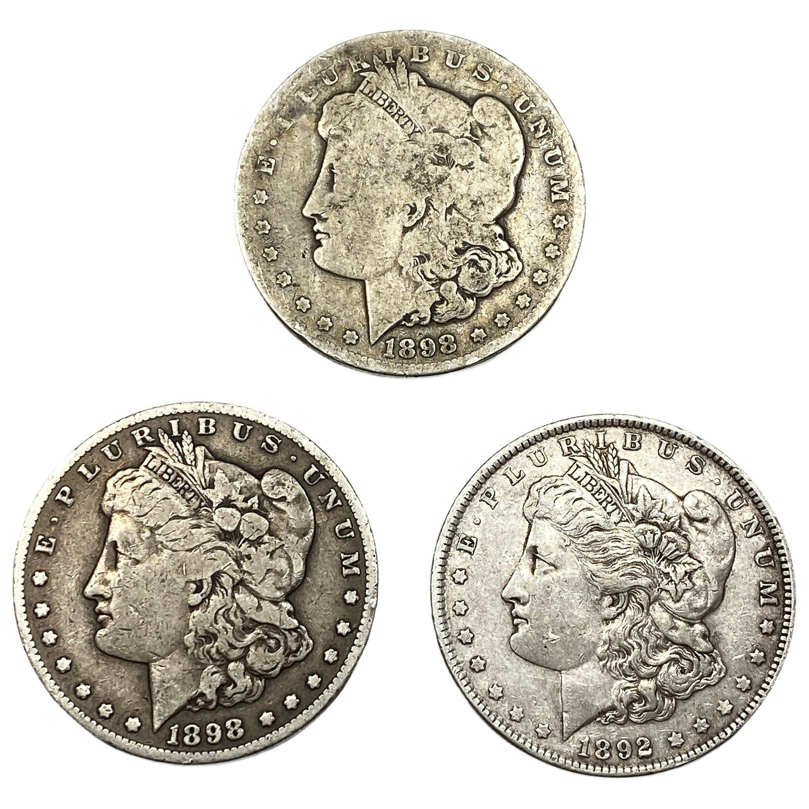 [3 Coins] 1892-1898 Morgan Silver Dollar (1 of 2)