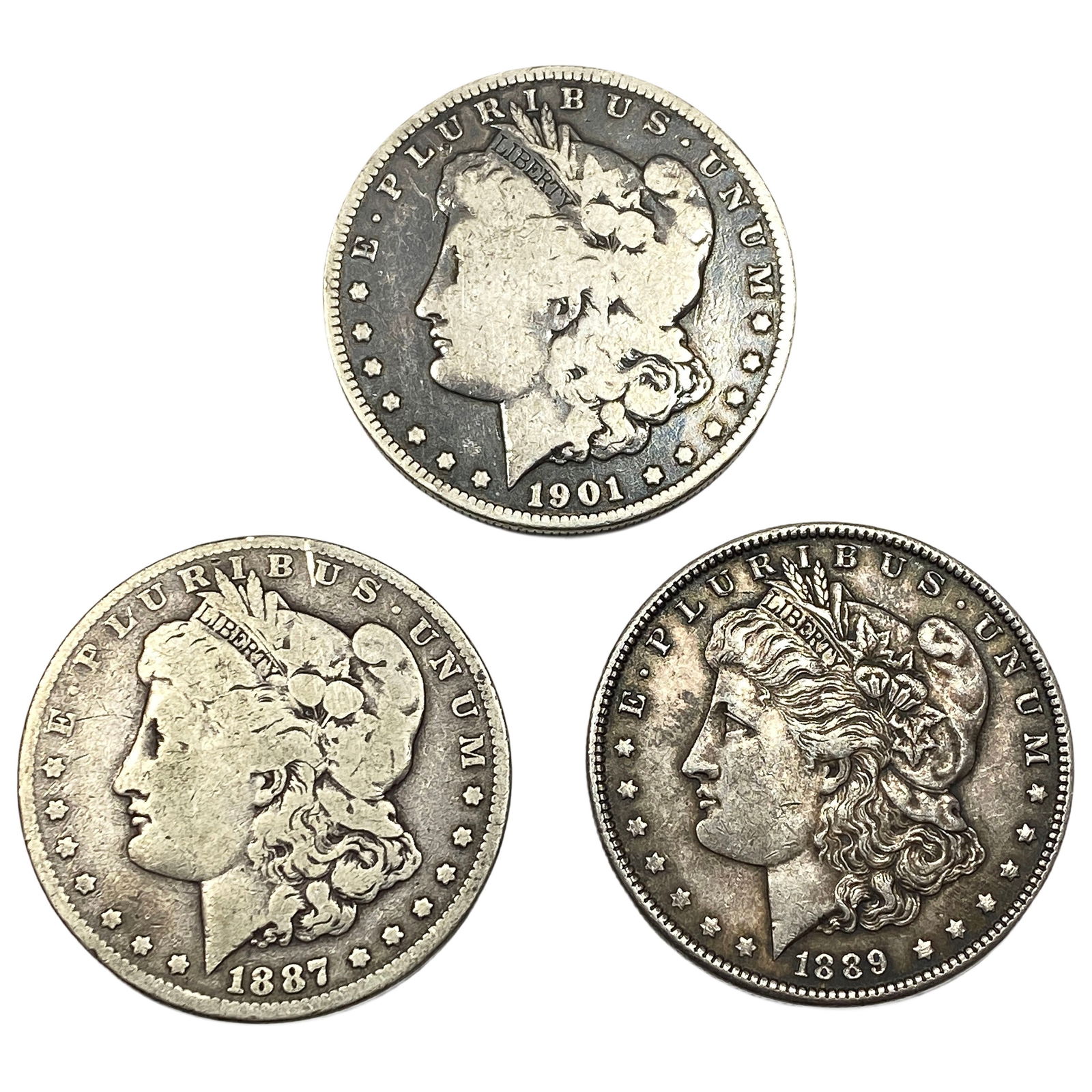 [3 Coins] 1887-1901 Morgan Silver Dollar: [3 Coins] 1887-1901 Morgan Silver Dollar