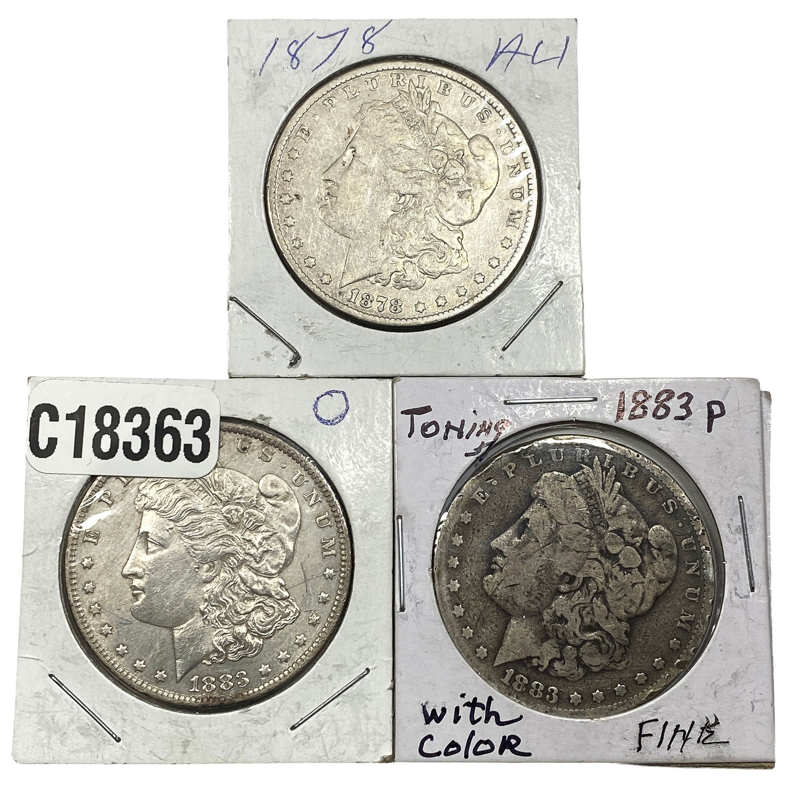 [3 Coins] 1878-1883 Morgan Silver Dollar: [3 Coins] 1878-1883 Morgan Silver Dollar
