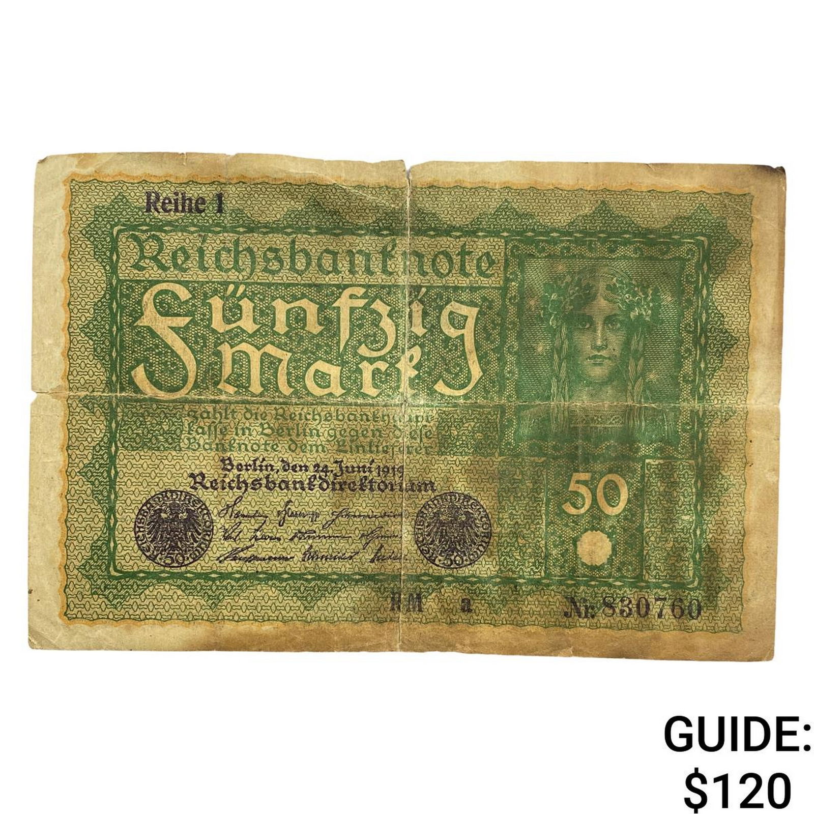 1919 50 Mark Reichsbanknote Berlin 6 (1 of 2)