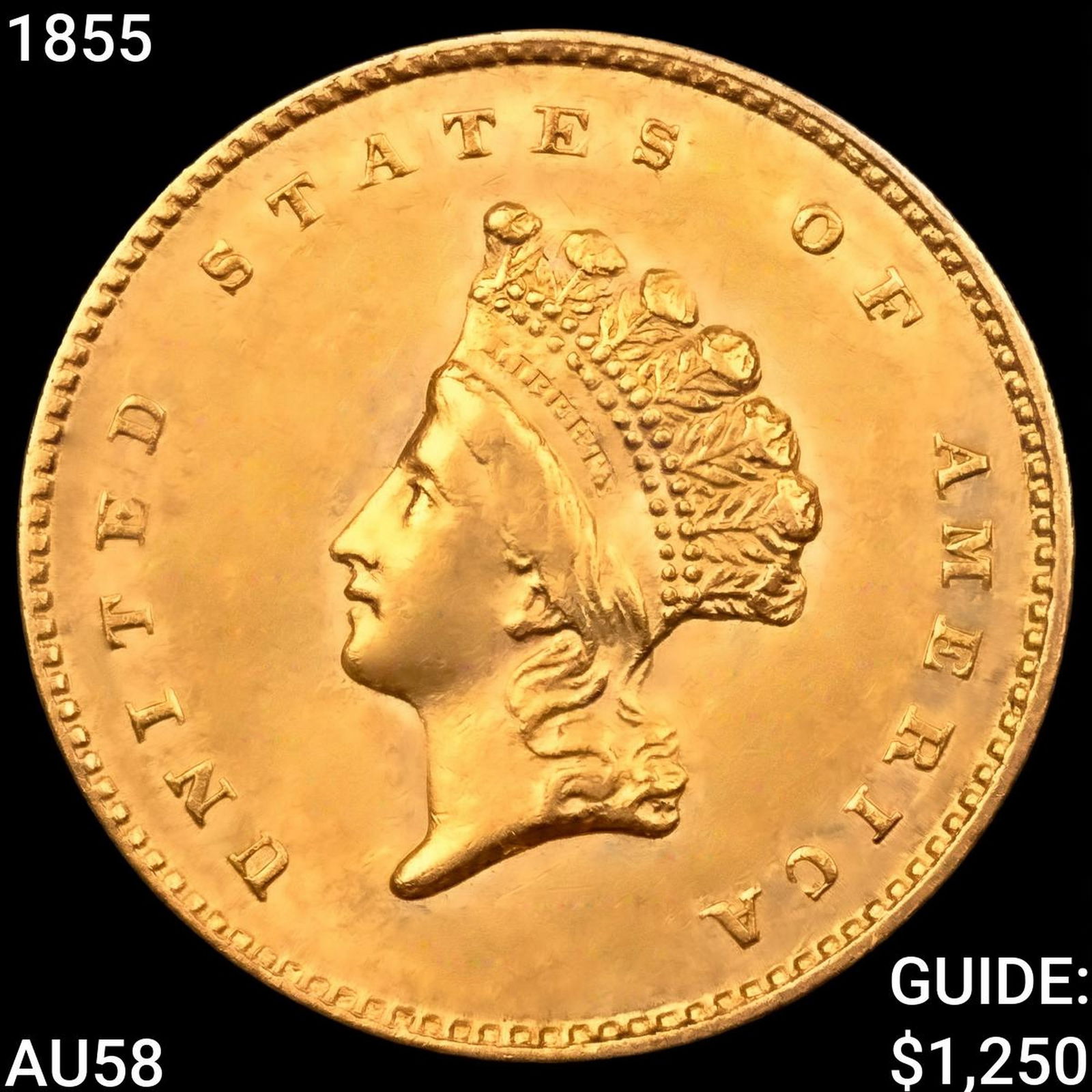 1855 Rare Gold Dollar CHOICE AU (1 of 2)
