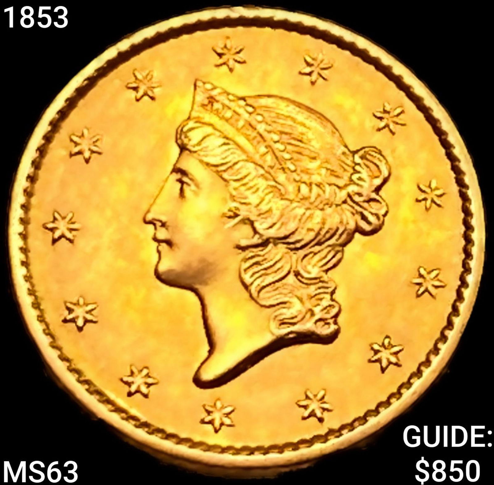 1853 Rare Gold Dollar CHOICE BU (1 of 2)