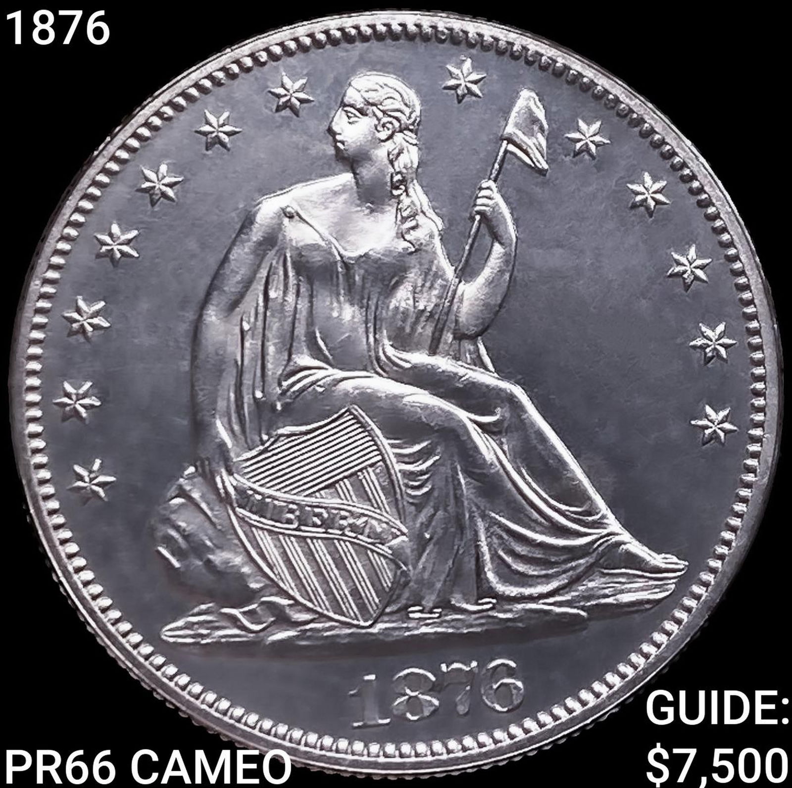 1876 Seated Liberty Half Dollar GEM PROOF CAM: 1876 Seated Liberty Half Dollar GEM PROOF CAM