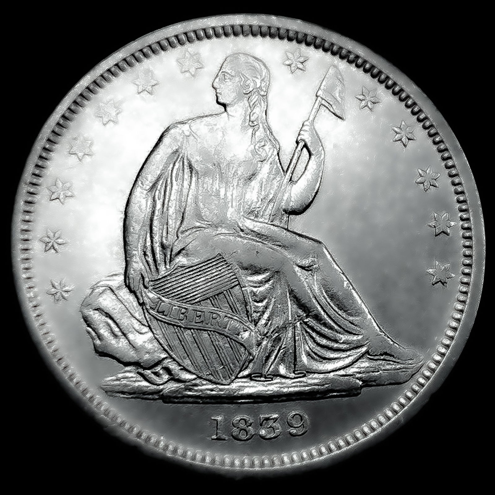 1839 No Drapery Seated Liberty Half Dollar: 1839 No Drapery Seated Liberty Half Dollar
