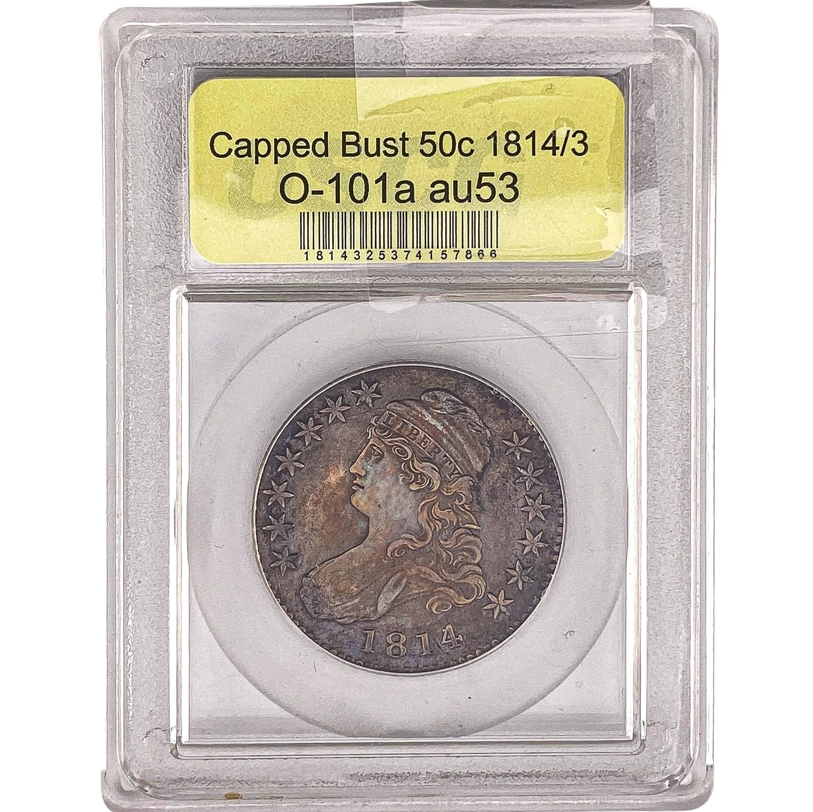 1814/3 Capped Bust Half Dollar USCG AU53: 1814/3 Capped Bust Half Dollar USCG AU53