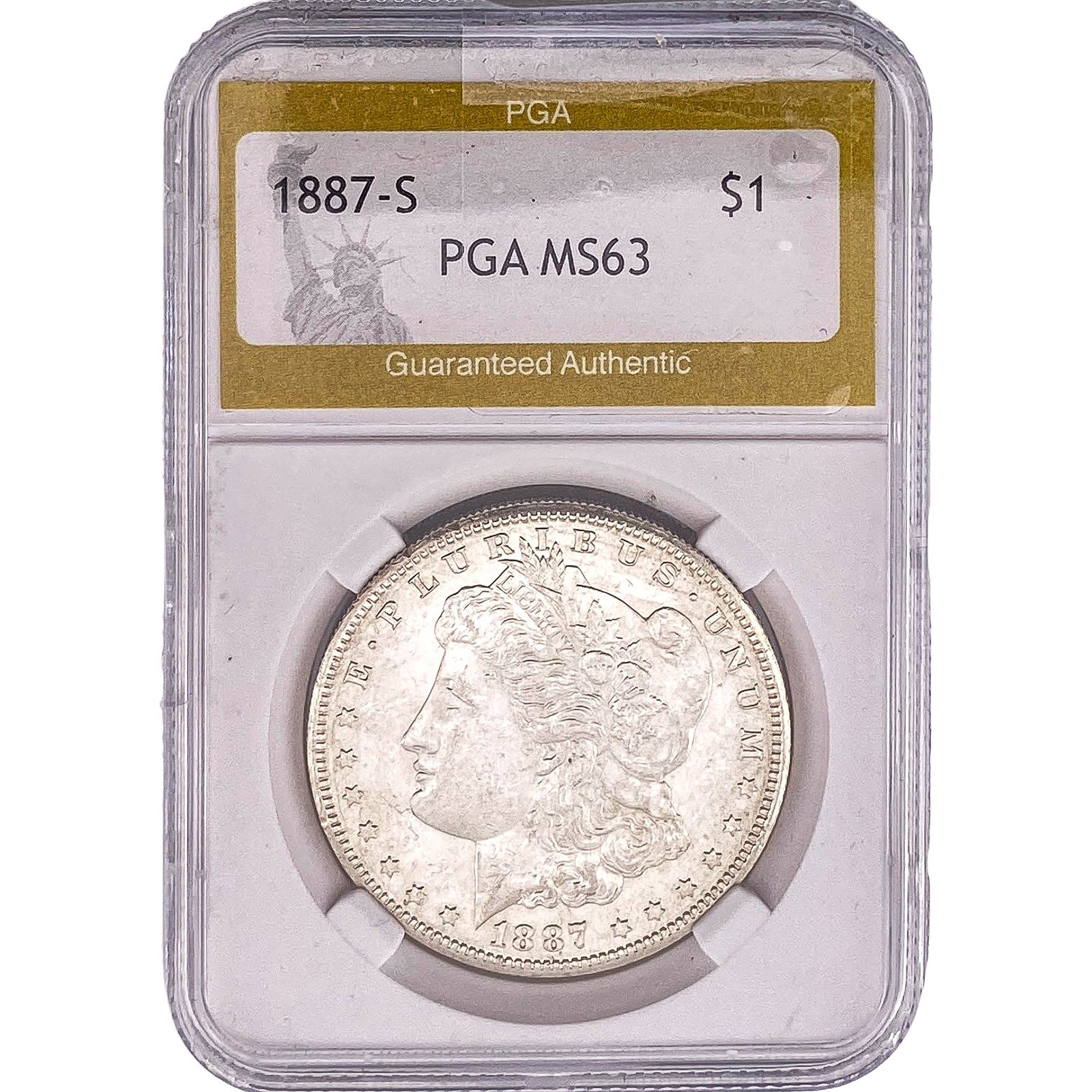 1887-S Morgan Silver Dollar PGA MS63: 1887-S Morgan Silver Dollar PGA MS63