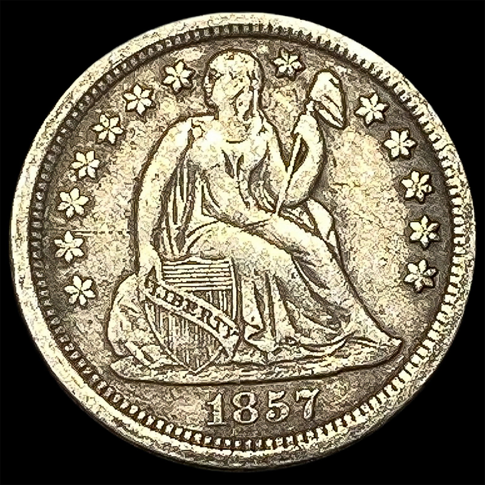 1857 Seated Liberty Dime NEARLY UNCIRCULATED (1 of 2)