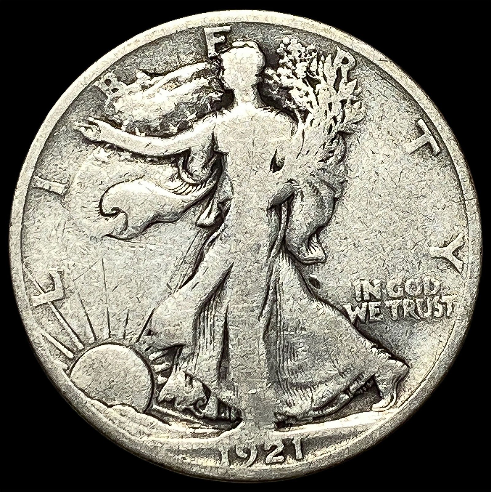 1921-S Silver Walking Liberty Half Dollar NICELY CIRCULATED: 1921-S Silver Walking Liberty Half Dollar NICELY CIRCULATED