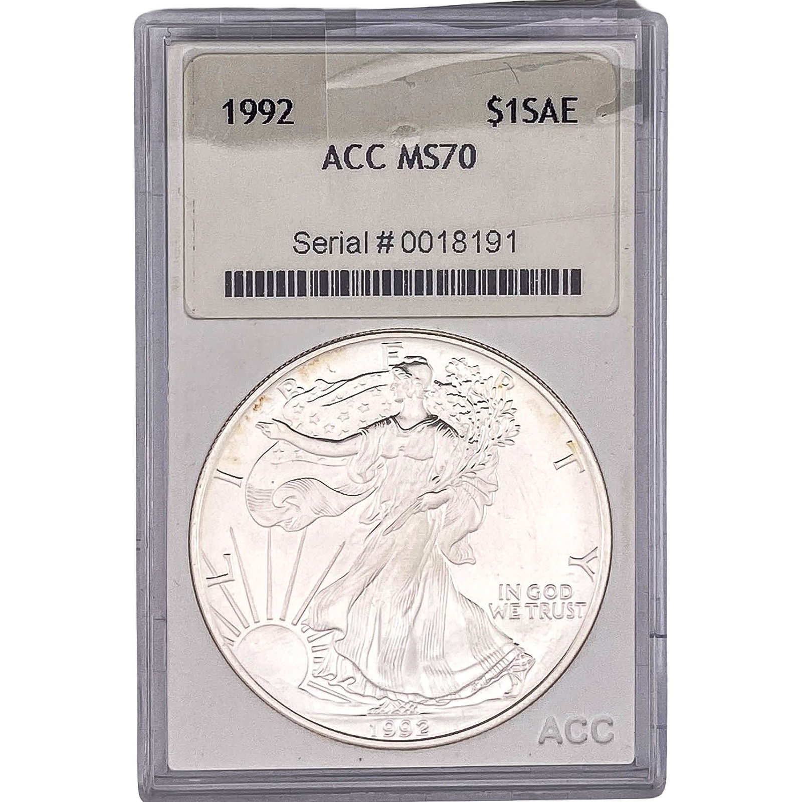 1992 Silver Eagle ACC MS70: 1992 Silver Eagle ACC MS70