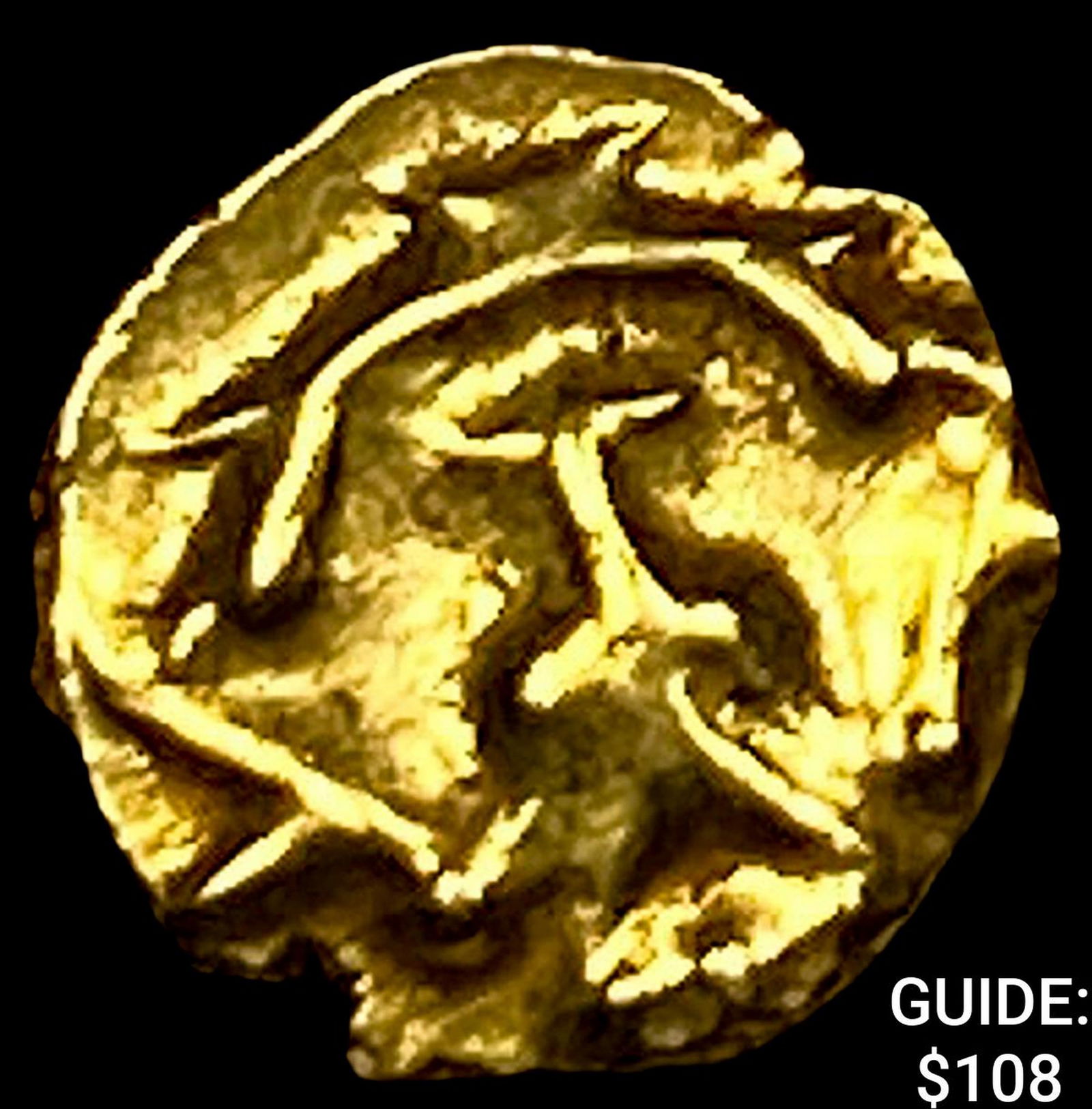 1600-1800 India .014oz Gold Fanam UNCIRCULATED: 1600-1800 India .014oz Gold Fanam UNCIRCULATED