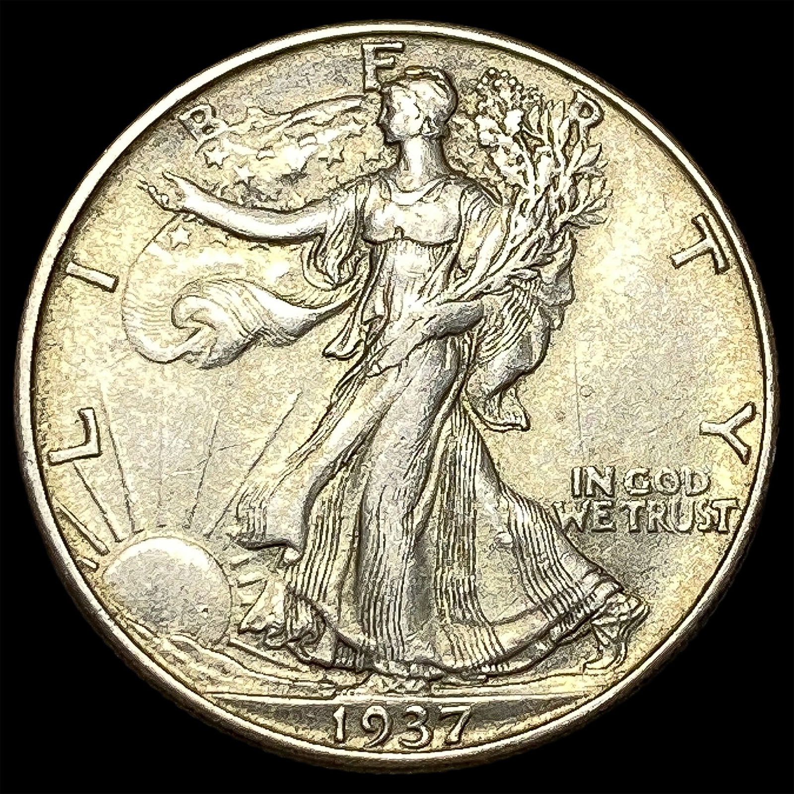 1937-D Silver Walking Liberty Half Dollar CLOSELY UNCIRCULATED: 1937-D Silver Walking Liberty Half Dollar CLOSELY UNCIRCULATED