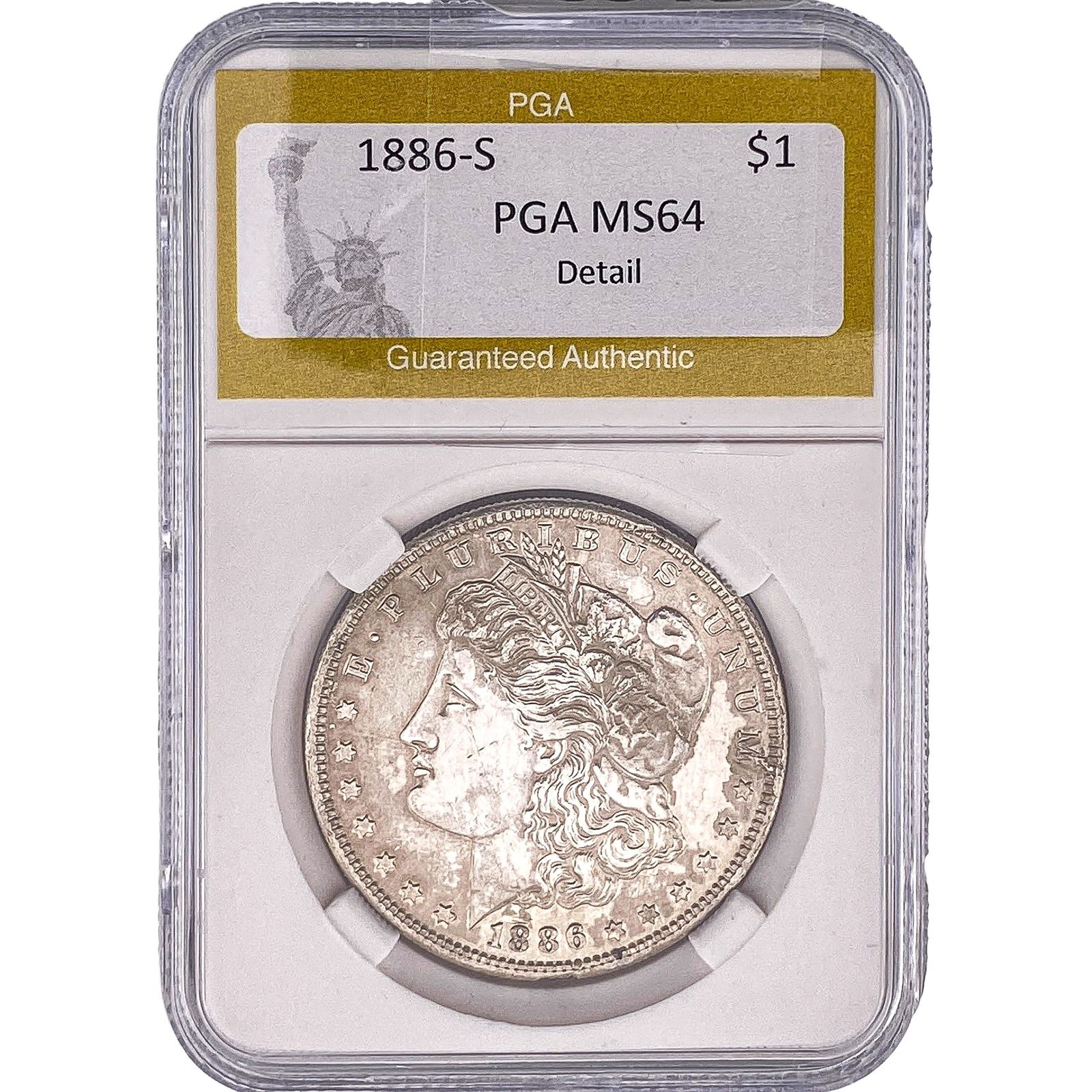 1886-S Morgan Silver Dollar PGA MS64 Detail: 1886-S Morgan Silver Dollar PGA MS64 Detail