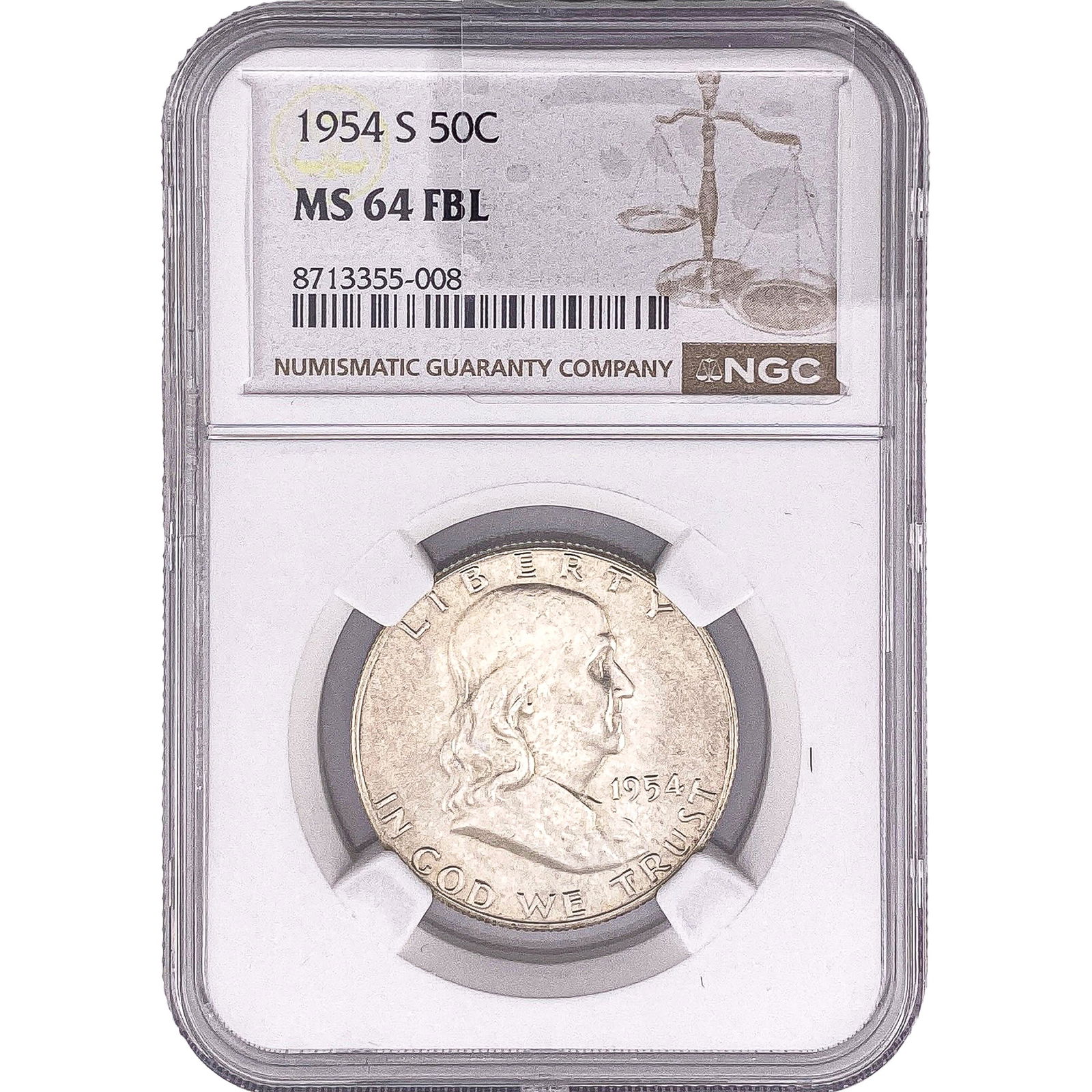 1954-S Franklin Half Dollar NGC MS64 FBL (1 of 2)