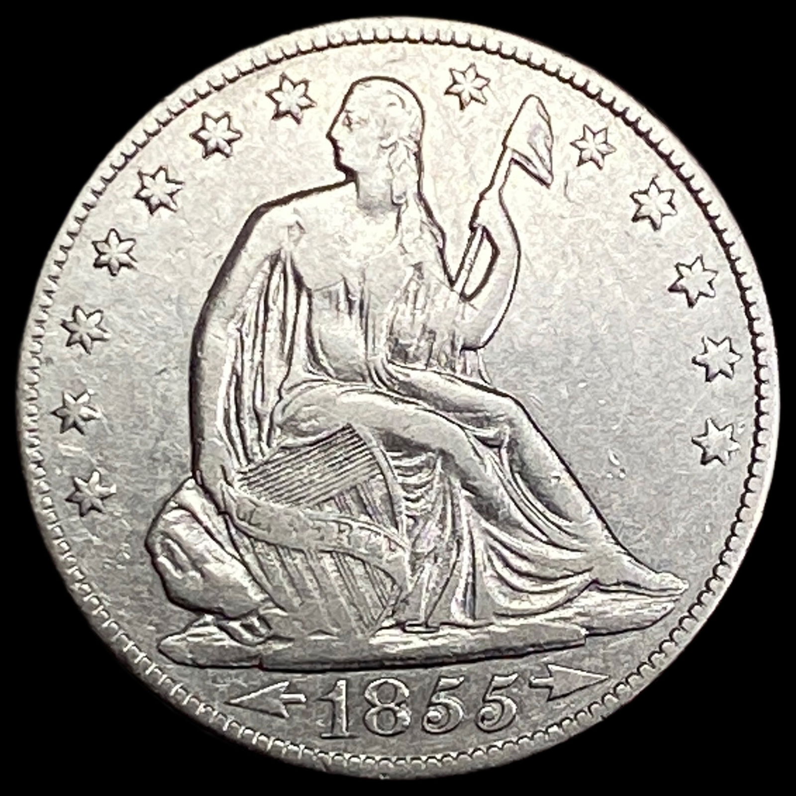 1855-O Silver Half Dollar NEARLY UNCIRCULATED: 1855-O Silver Half Dollar NEARLY UNCIRCULATED
