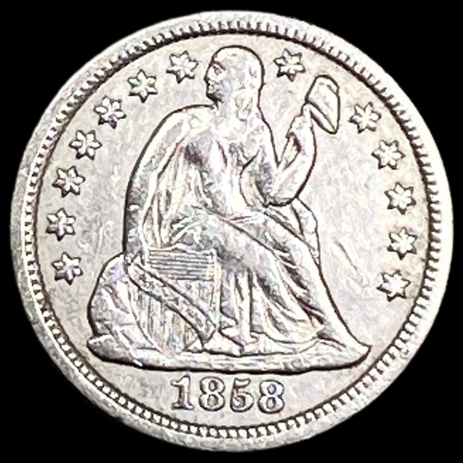 1858 Seated Liberty Dime CLOSELY UNCIRCULATED (1 of 2)