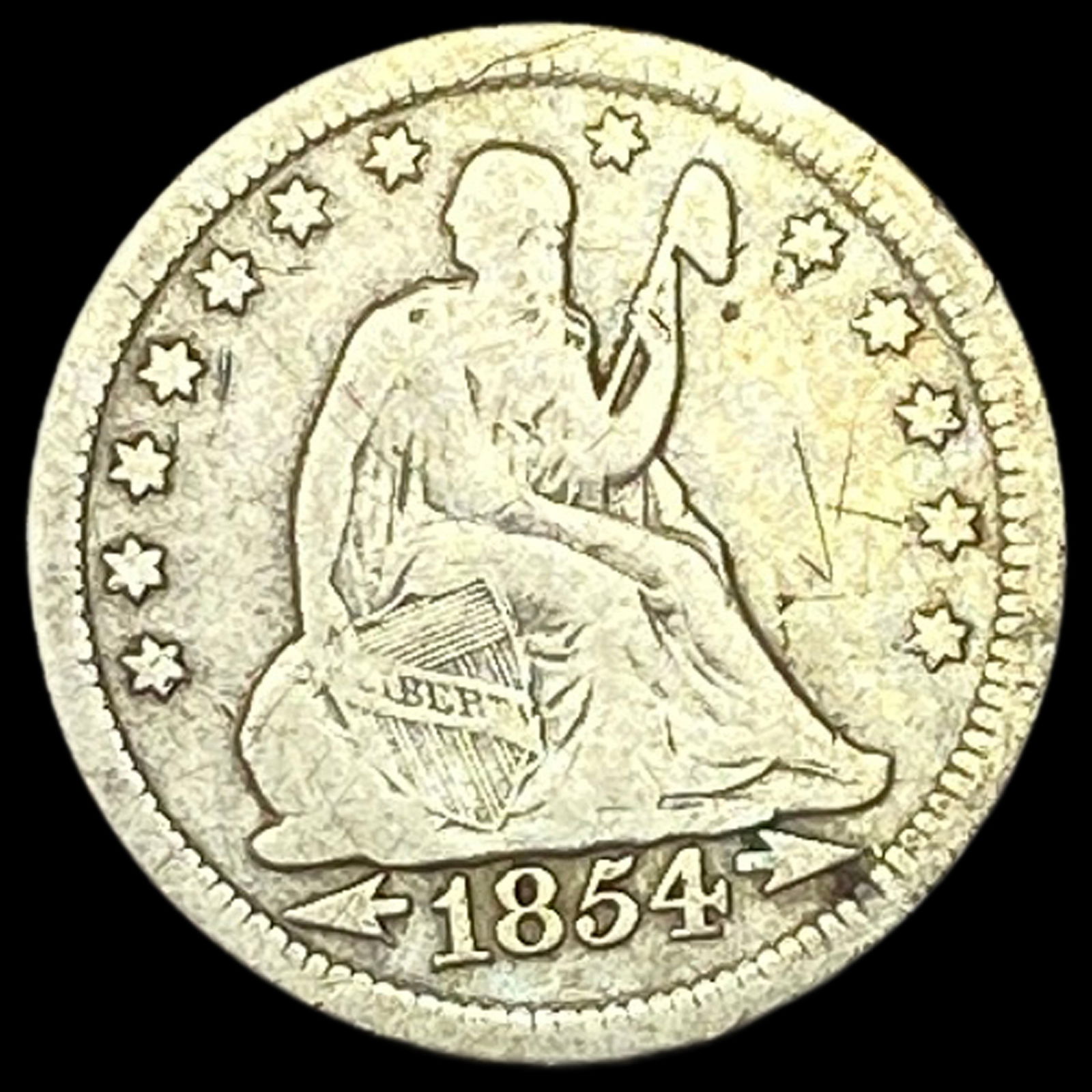 1854 Arrows Seated Liberty Quarter LIGHTLY CIRCULATED: 1854 Arrows Seated Liberty Quarter LIGHTLY CIRCULATED