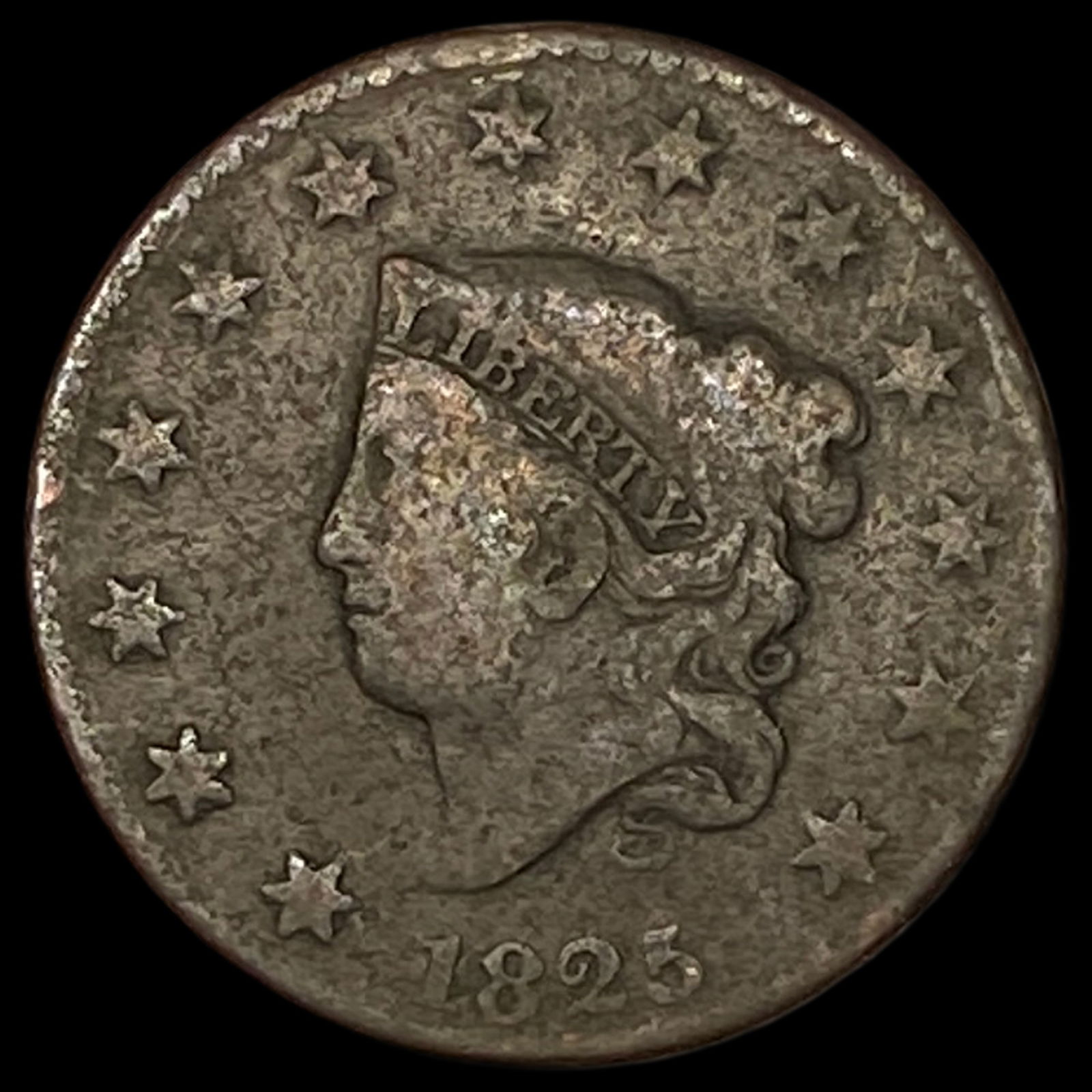 1825 Coronet Head Large Cent NICELY CIRCULATED: 1825 Coronet Head Large Cent NICELY CIRCULATED