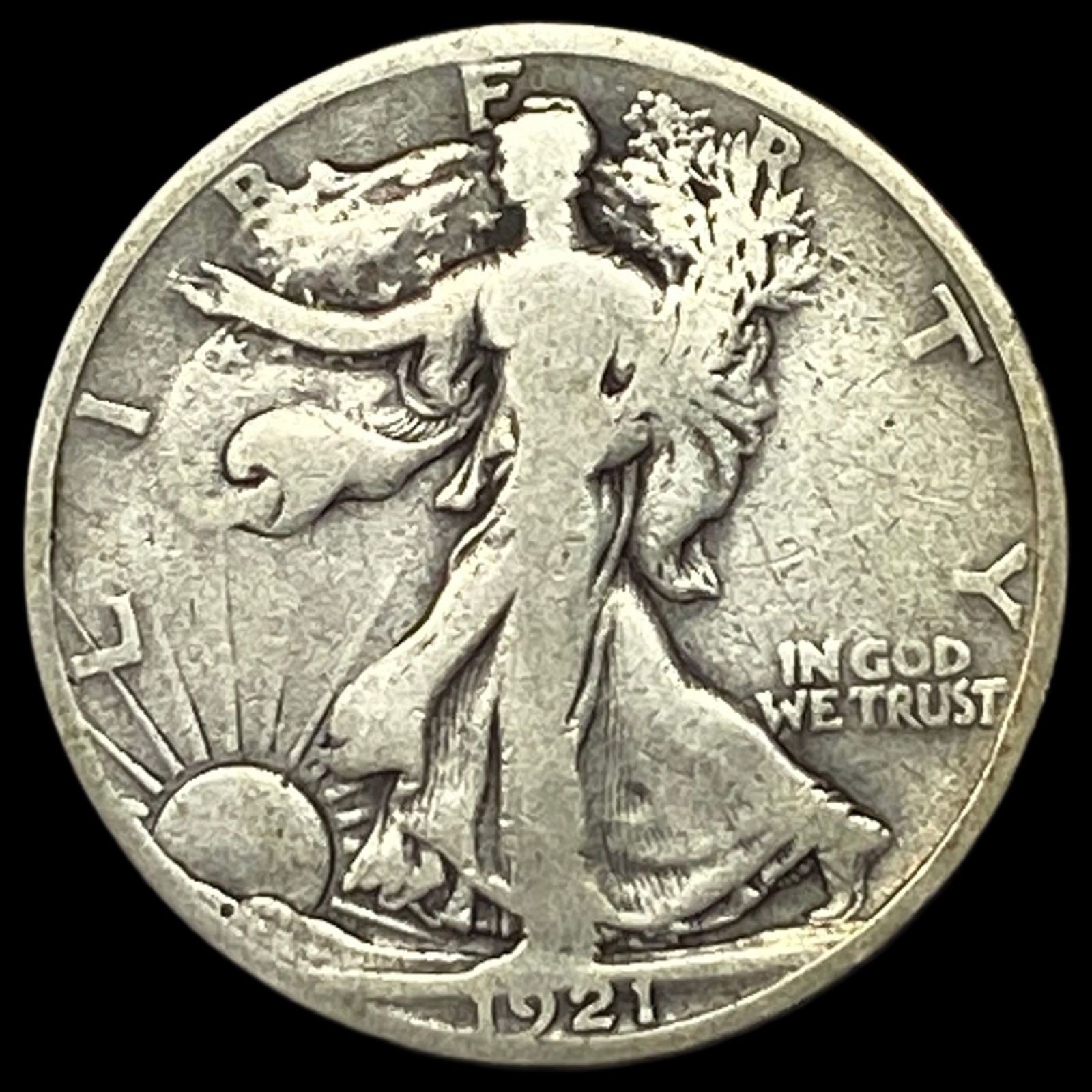 1921-S Silver Walking Liberty Half Dollar NICELY CIRCULATED: 1921-S Silver Walking Liberty Half Dollar NICELY CIRCULATED
