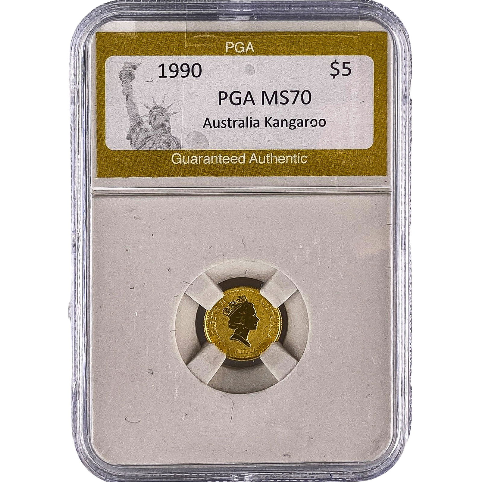 1990 Austrailia 1/20oz Gold $5 Kangaroo PGA MS70: 1990 Austrailia 1/20oz Gold $5 Kangaroo PGA MS70