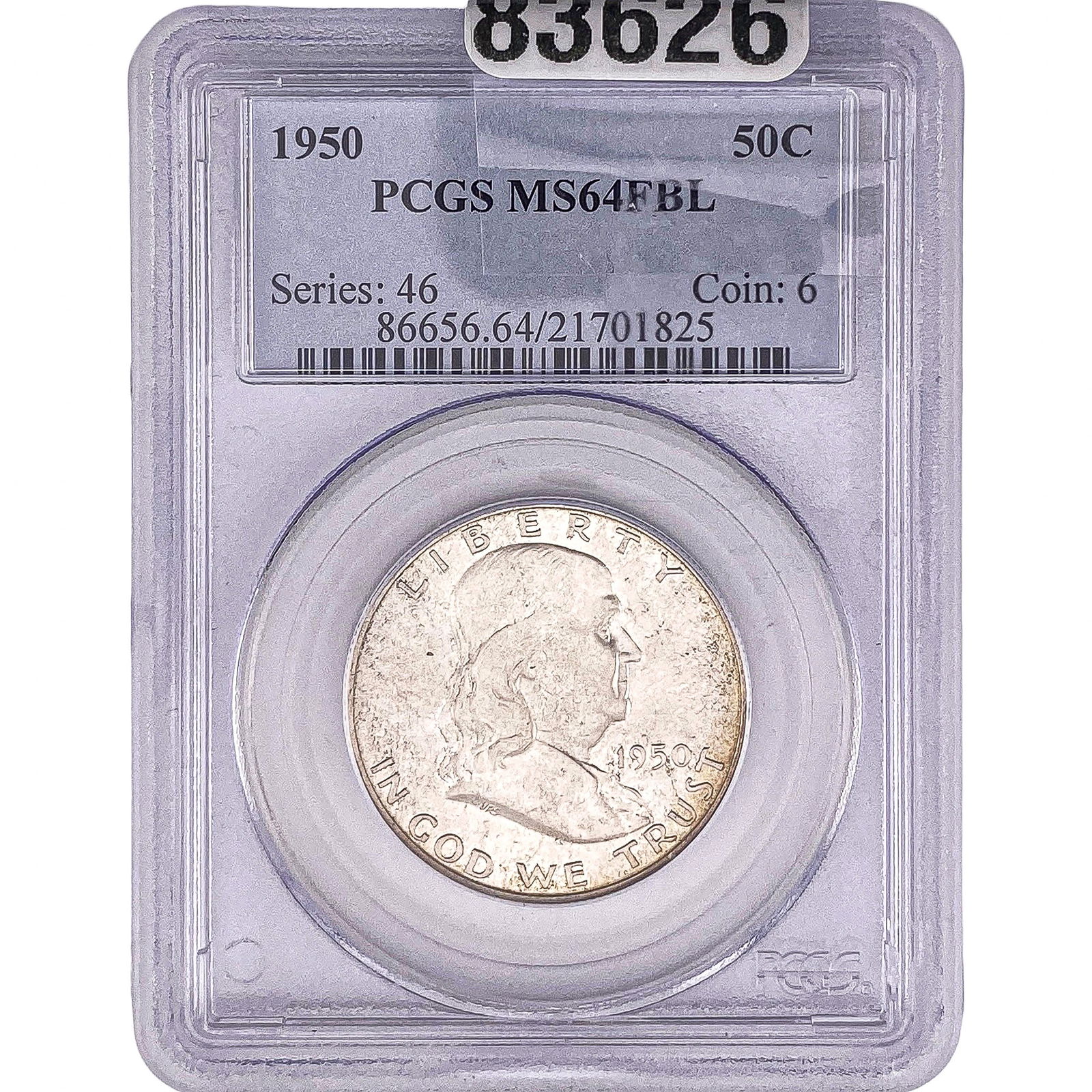 1950 Franklin Half Dollar PCGS MS64 FBL: 1950 Franklin Half Dollar PCGS MS64 FBL