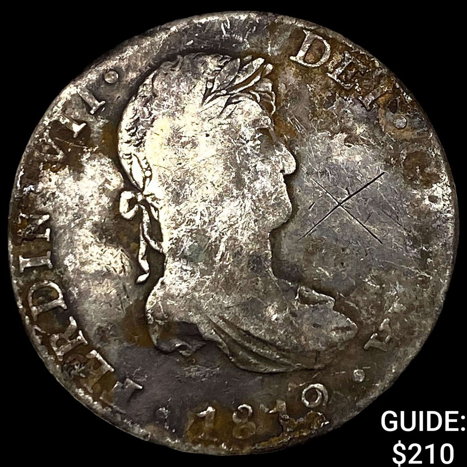 1819 Mexico Silver 8 Reales Chopmarked NEARLY UNCIRCULATED (1 of 2)