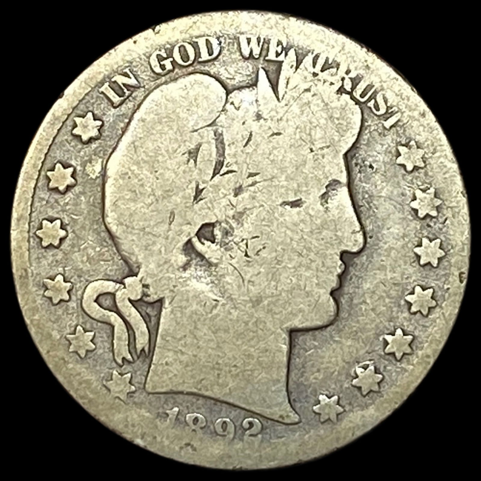 1892-S Silver Barber Half Dollar NICELY CIRCULATED: 1892-S Silver Barber Half Dollar NICELY CIRCULATED