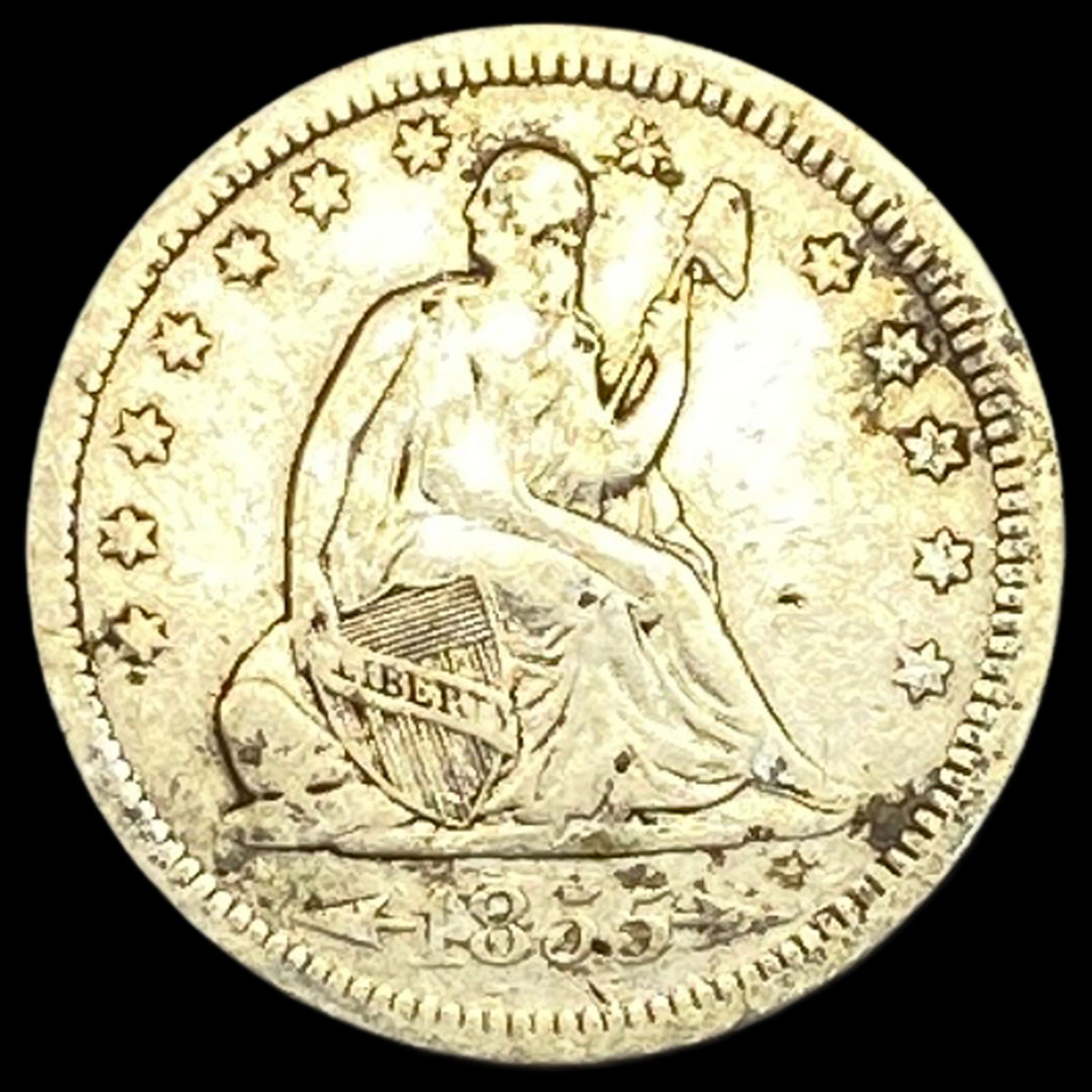 1855 Arrows Seated Liberty Quarter HIGH GRADE: 1855 Arrows Seated Liberty Quarter HIGH GRADE