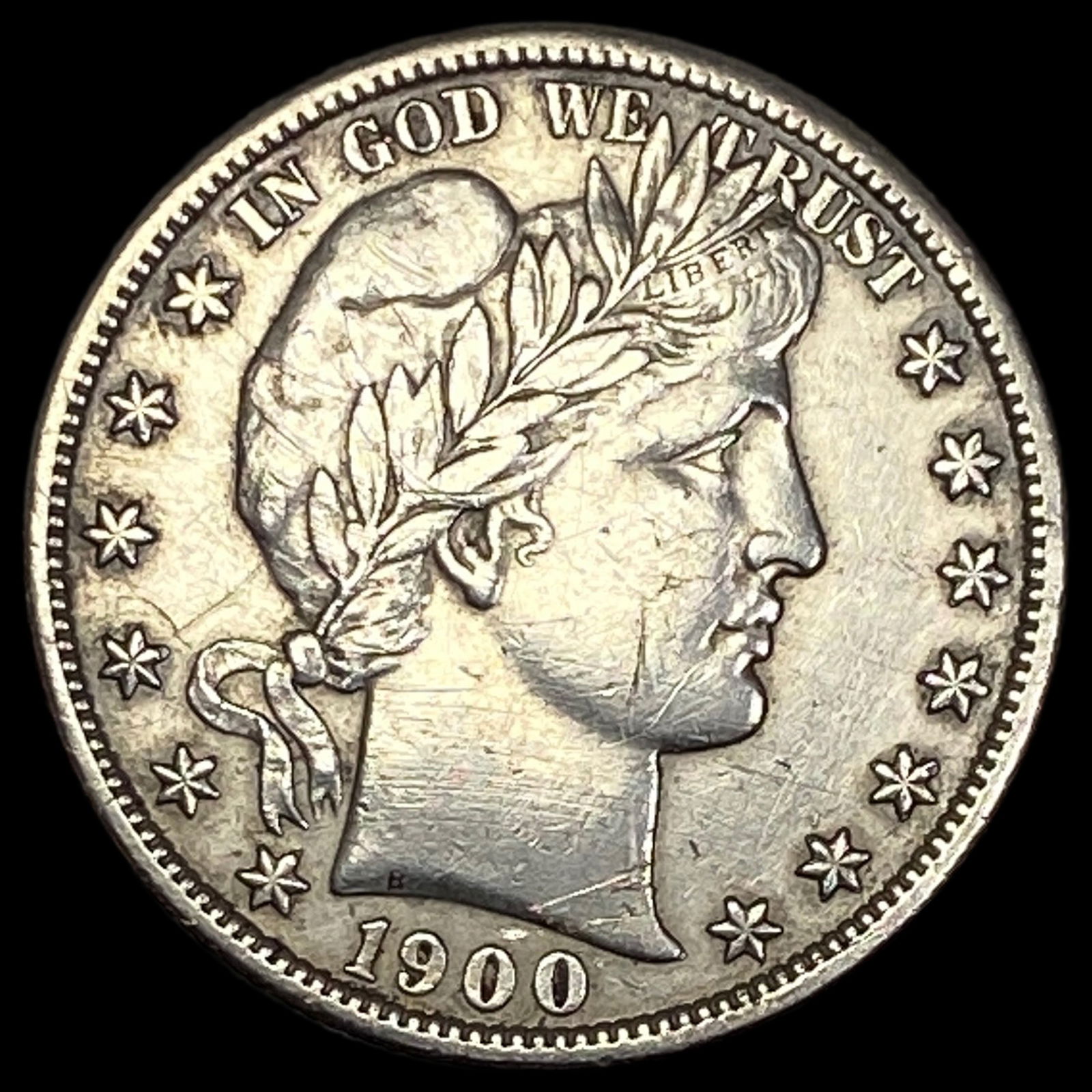 1900-S Silver Barber Half Dollar CLOSELY UNCIRCULATED: 1900-S Silver Barber Half Dollar CLOSELY UNCIRCULATED