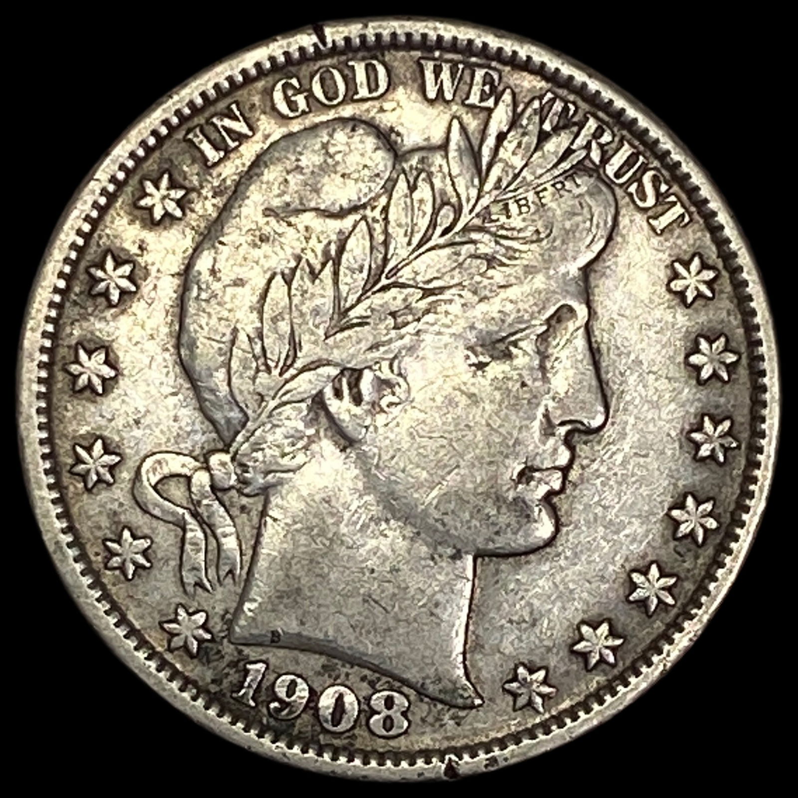 1908 Silver Barber Half Dollar ABOUT UNCIRCULATED: 1908 Silver Barber Half Dollar ABOUT UNCIRCULATED