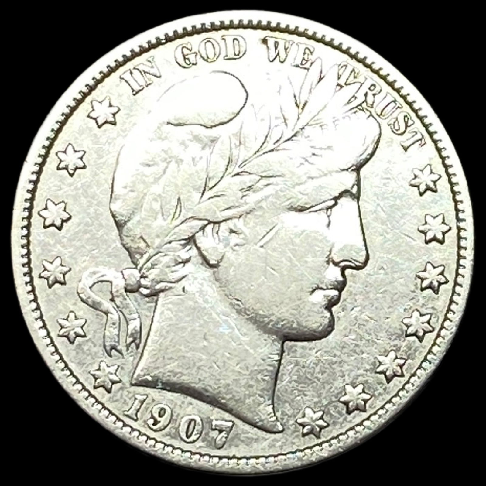 1907 Silver Half Dollar Barber LIGHTLY CIRCULATED: 1907 Silver Half Dollar Barber LIGHTLY CIRCULATED