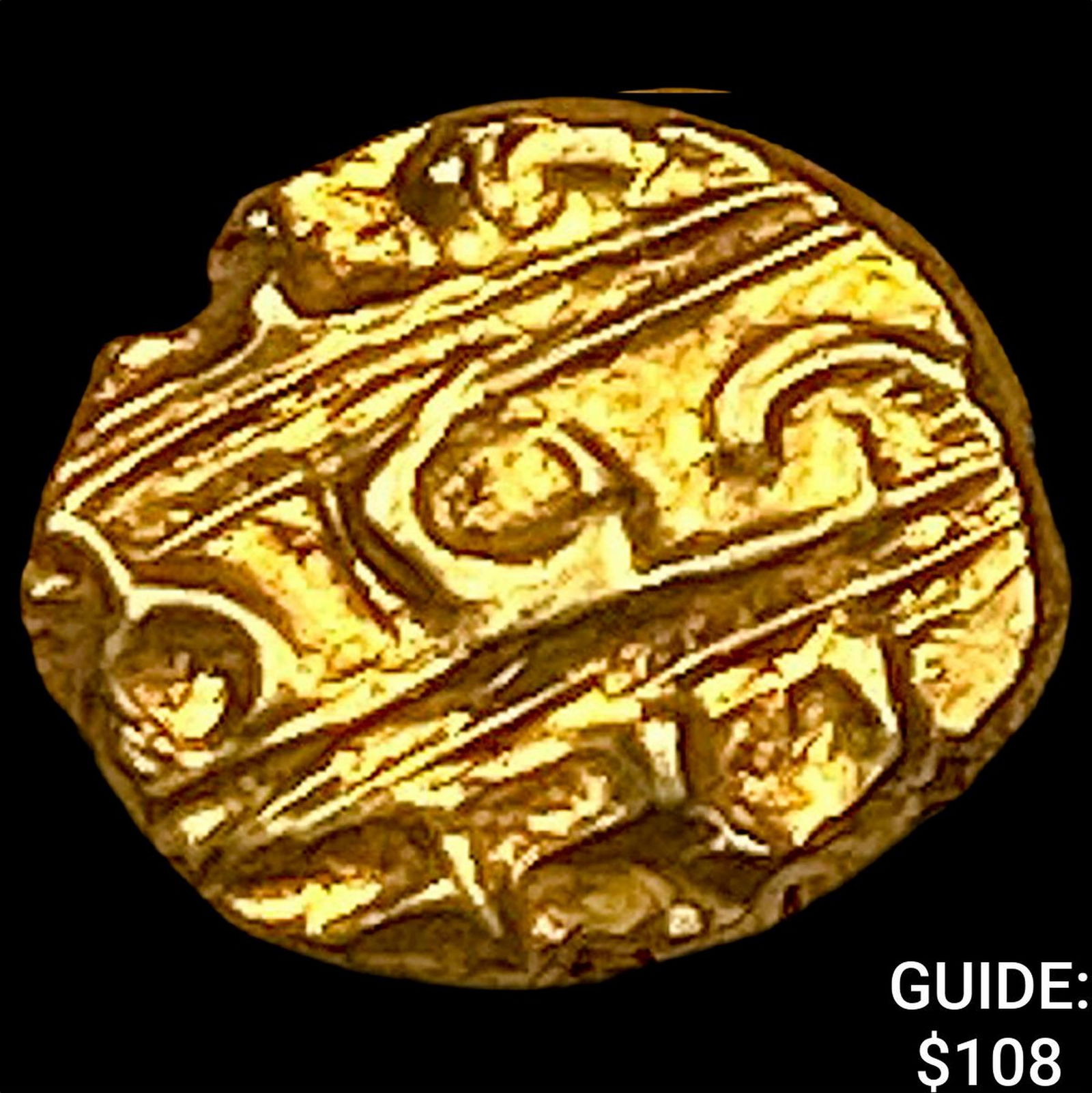 1600-1800 India .014oz Gold Fanam UNCIRCULATED: 1600-1800 India .014oz Gold Fanam UNCIRCULATED