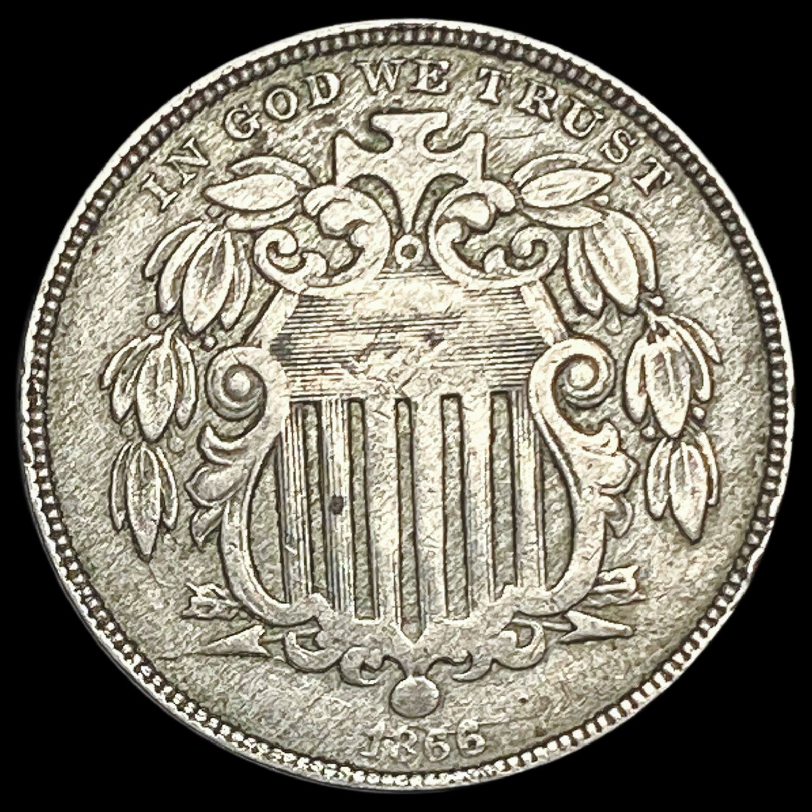 1866 Shield Nickel NEARLY UNCIRCULATED: 1866 Shield Nickel NEARLY UNCIRCULATED