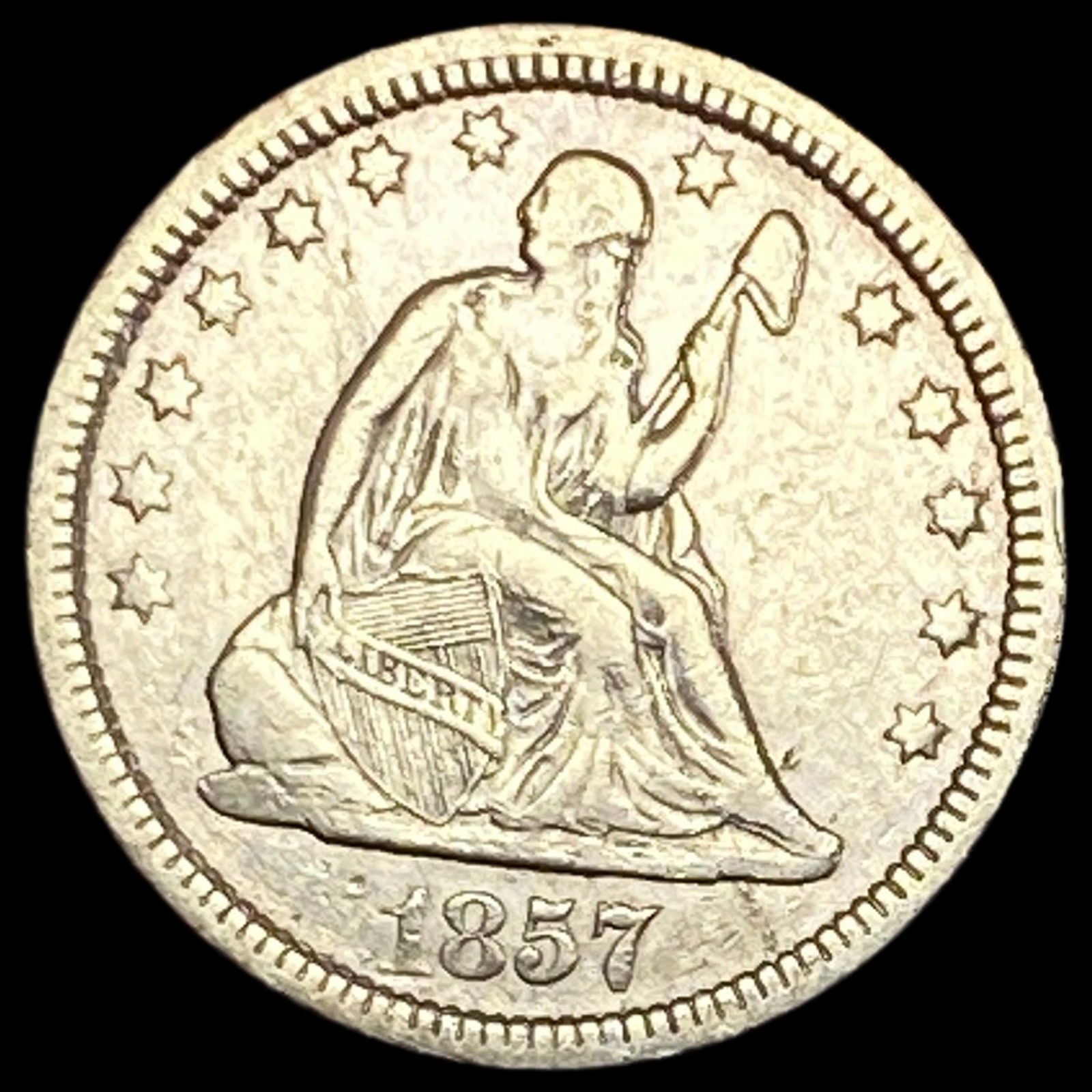 1857 Silver Seated Liberty Quarter UNCIRCULATED: 1857 Silver Seated Liberty Quarter UNCIRCULATED