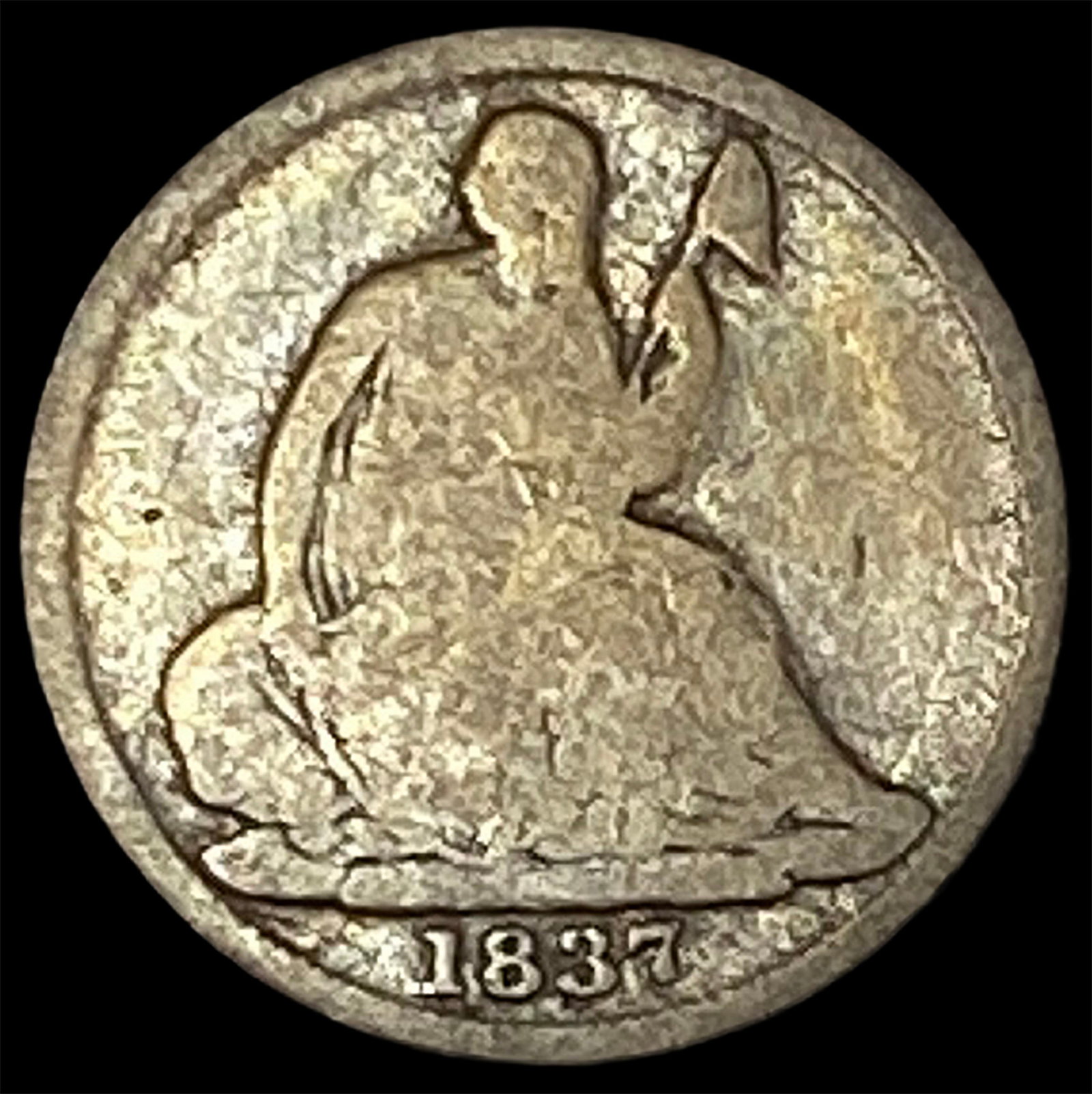 1837 Seated Liberty Half Dime No Stars NICELY CIRCULATED: 1837 Seated Liberty Half Dime No Stars NICELY CIRCULATED
