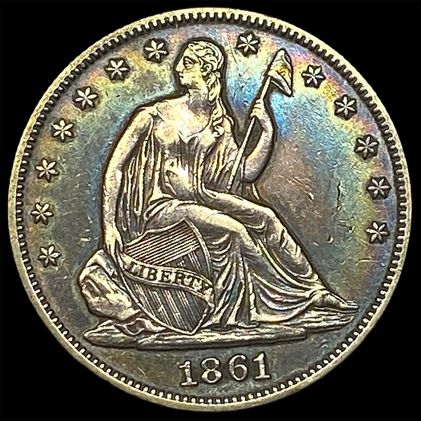 1861 Seated Liberty Half Dollar CLOSELY UNCIRCULATED: 1861 Seated Liberty Half Dollar CLOSELY UNCIRCULATED