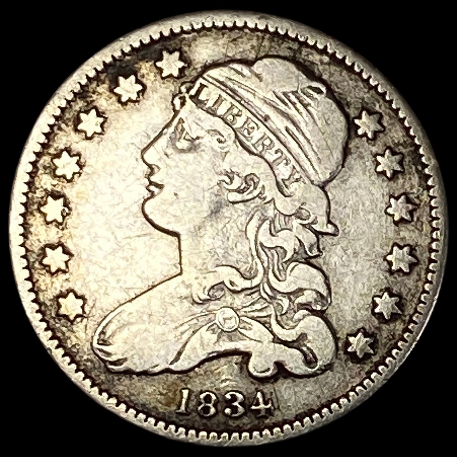1834 Capped Bust Silver Quarter ABOUT UNCIRCULATED (1 of 2)