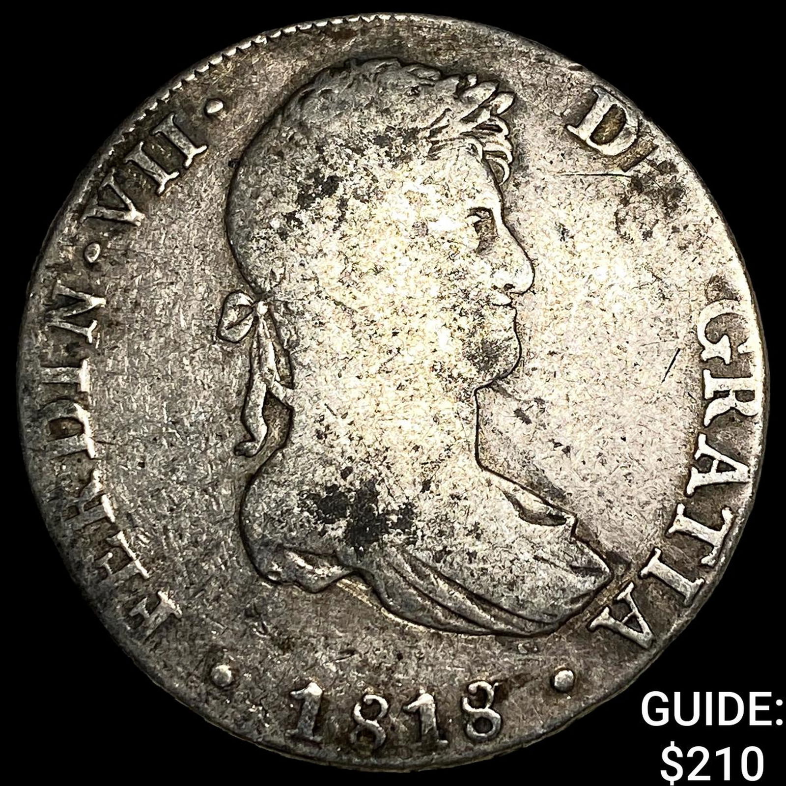 1818 Mexico Silver 8 Reales Chopmarked NEARLY UNCIRCULATED: 1818 Mexico Silver 8 Reales Chopmarked NEARLY UNCIRCULATED