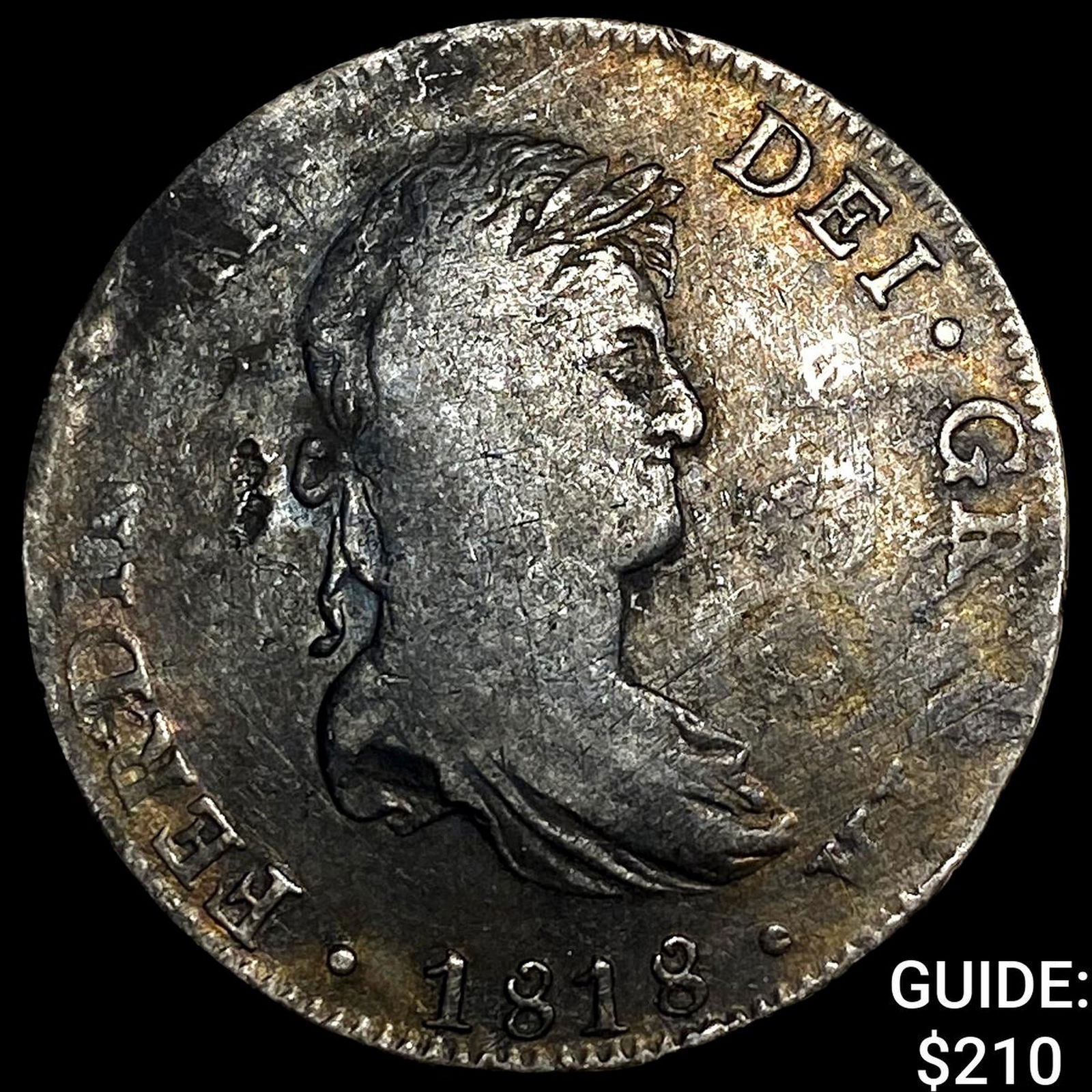 1818 Mexico Silver 8 Reales Chopmarked NEARLY UNCIRCULATED: 1818 Mexico Silver 8 Reales Chopmarked NEARLY UNCIRCULATED