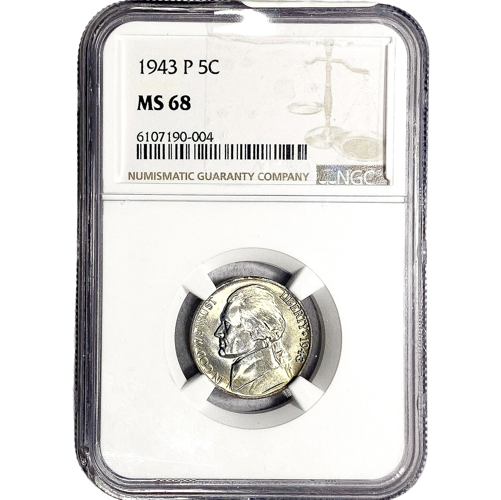 1943-P Jefferson Nickel NGC MS68: 1943-P Jefferson Nickel NGC MS68