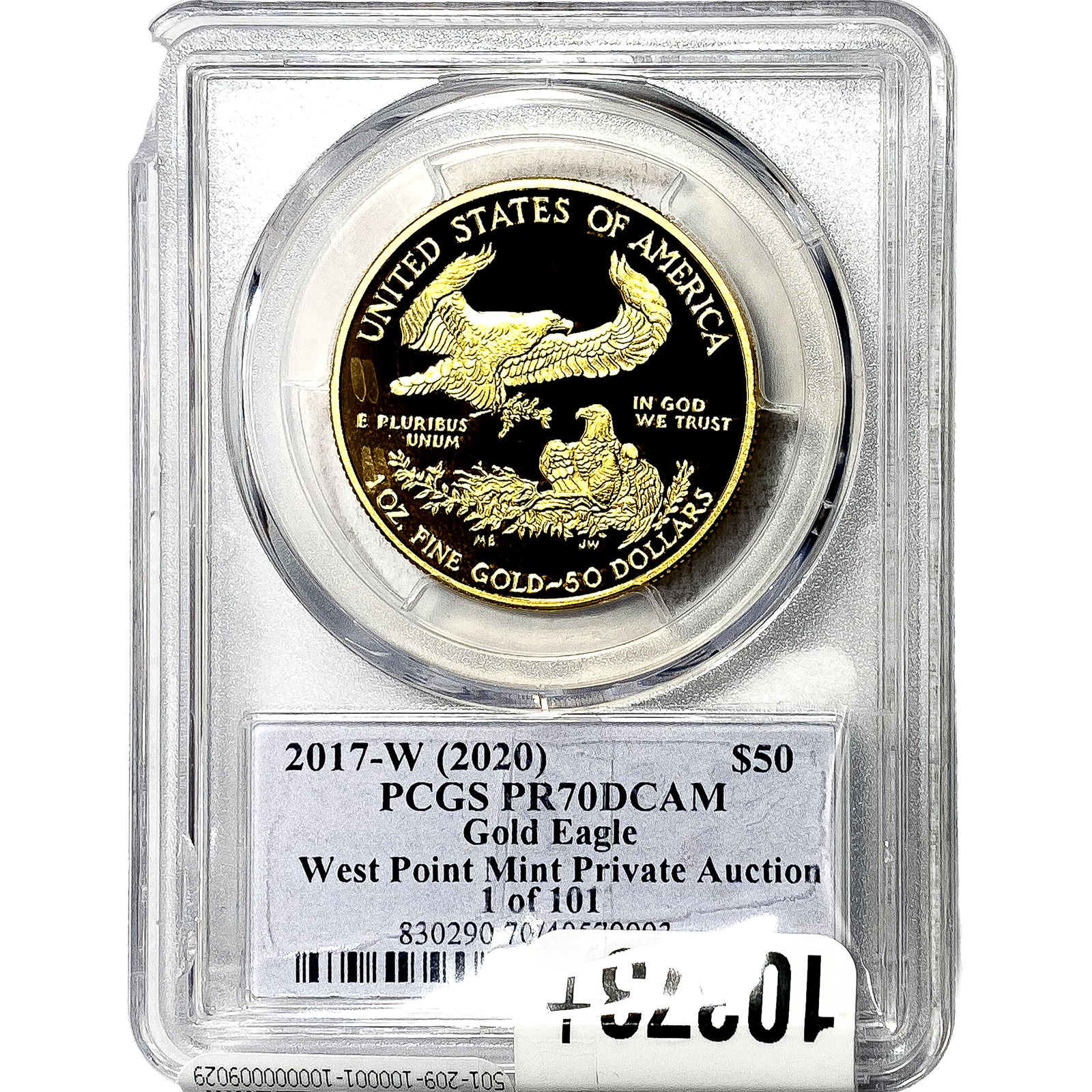 2017-W(2020) 1oz Gold $50 Eagle PCGS PR70 DCAM - 2