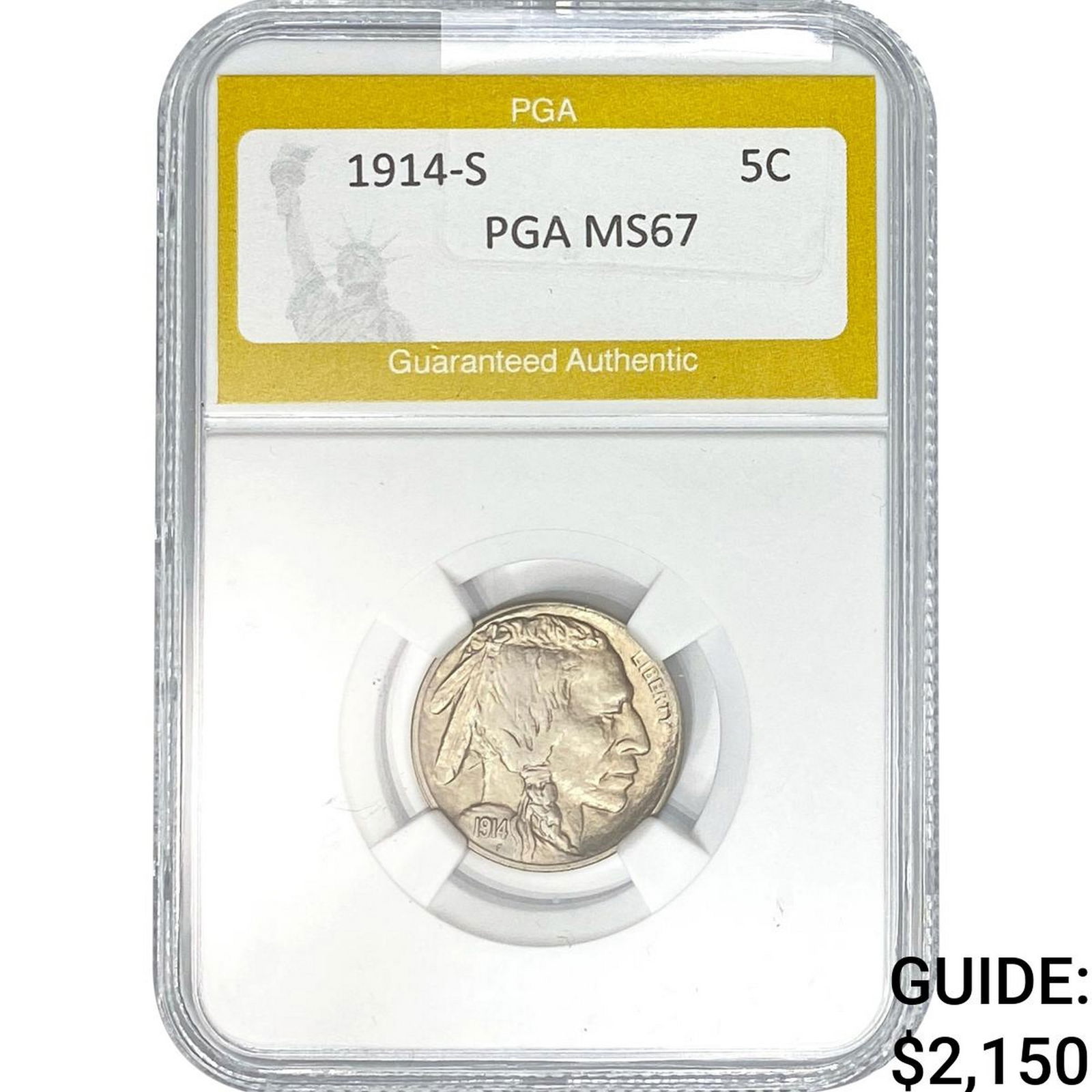 1914-S Buffalo Nickel PGA MS67: 1914-S Buffalo Nickel PGA MS67