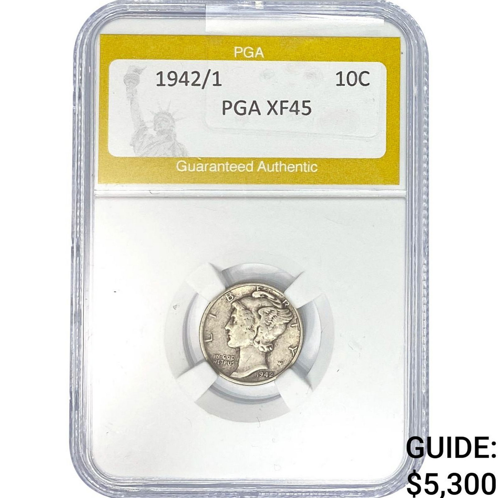 1942/1 Mercury Silver Dime PGA XF45: 1942/1 Mercury Silver Dime PGA XF45