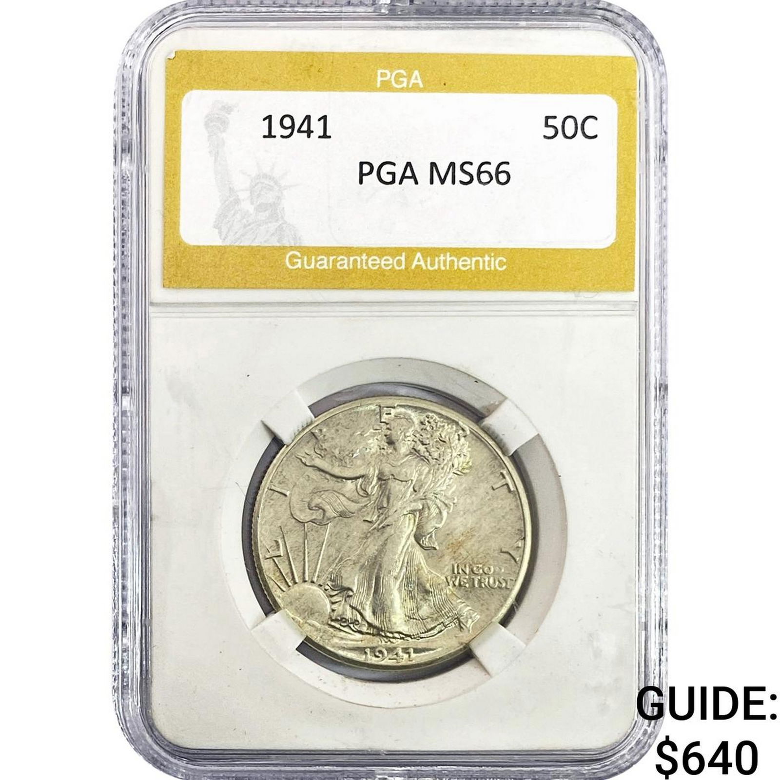 1941 Walking Liberty Half Dollar PGA MS66: 1941 Walking Liberty Half Dollar PGA MS66