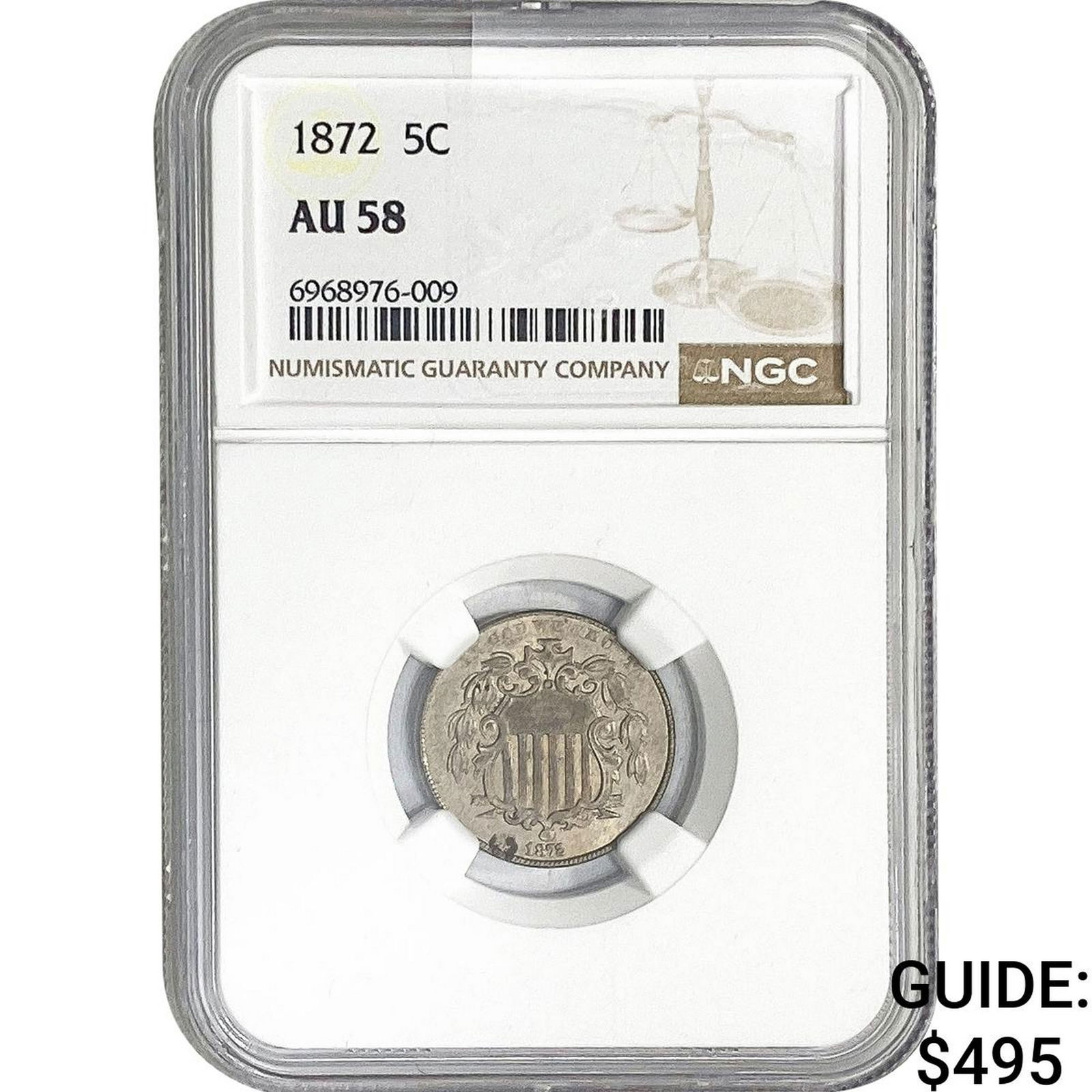 1872 Shield Nickel NGC AU58 (1 of 2)
