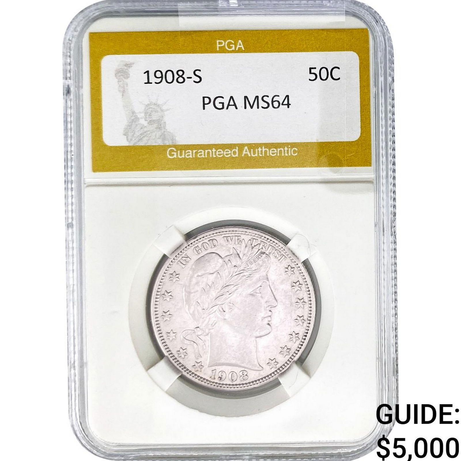 1908-S Barber Half Dollar PGA MS64 (1 of 2)