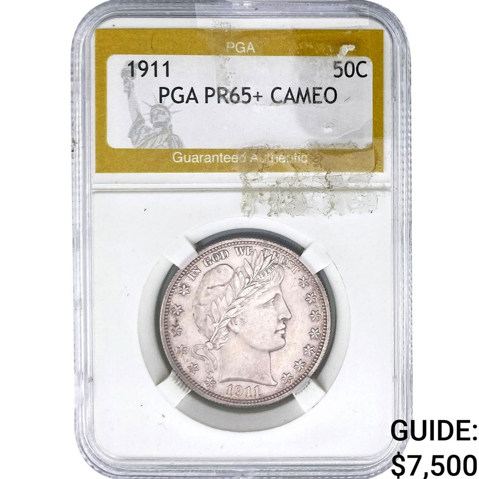 1911 Barber Half Dollar PGA PR65+ Cameo: 1911 Barber Half Dollar PGA PR65+ Cameo