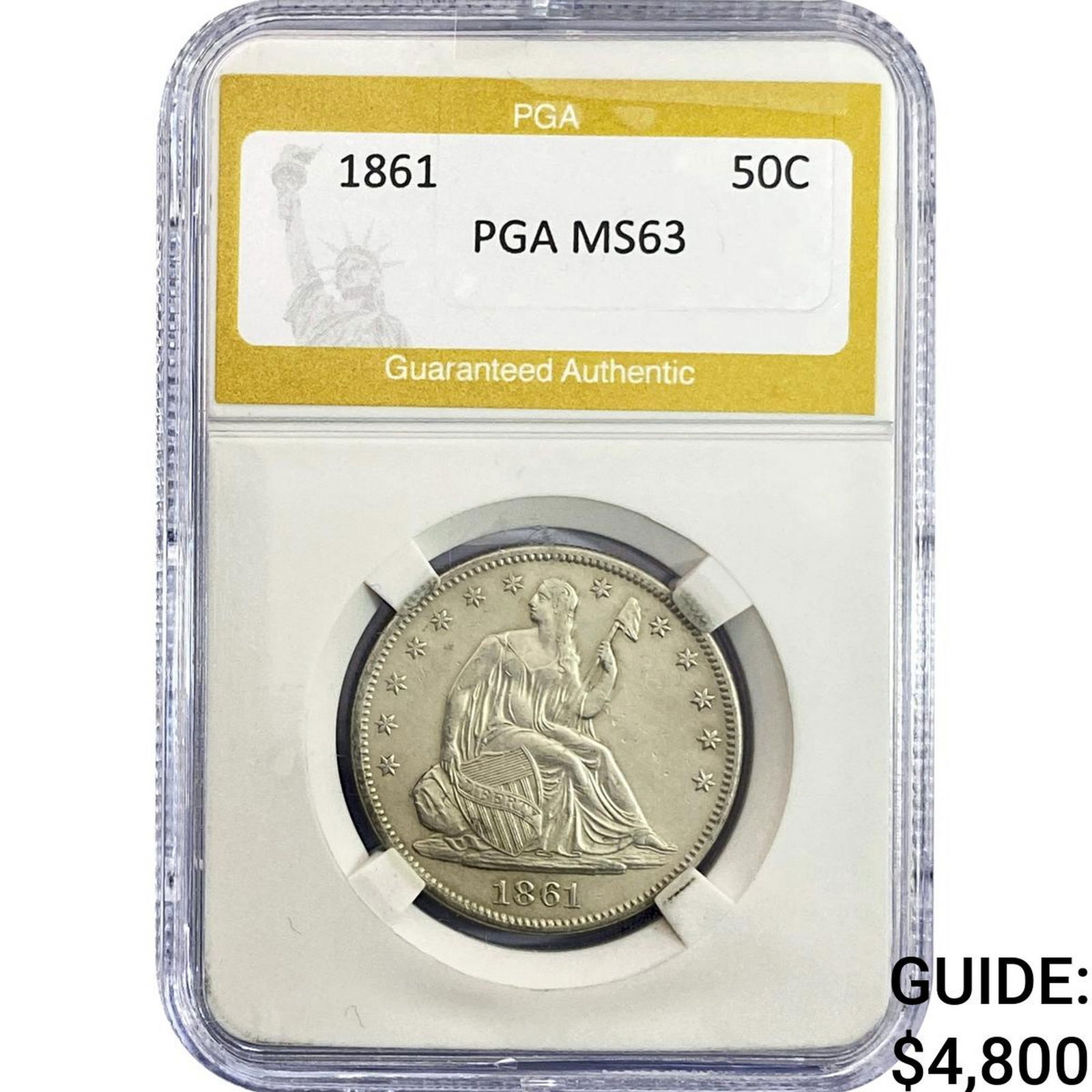 1861 Seated Liberty Half Dollar PGA MS63 (1 of 2)