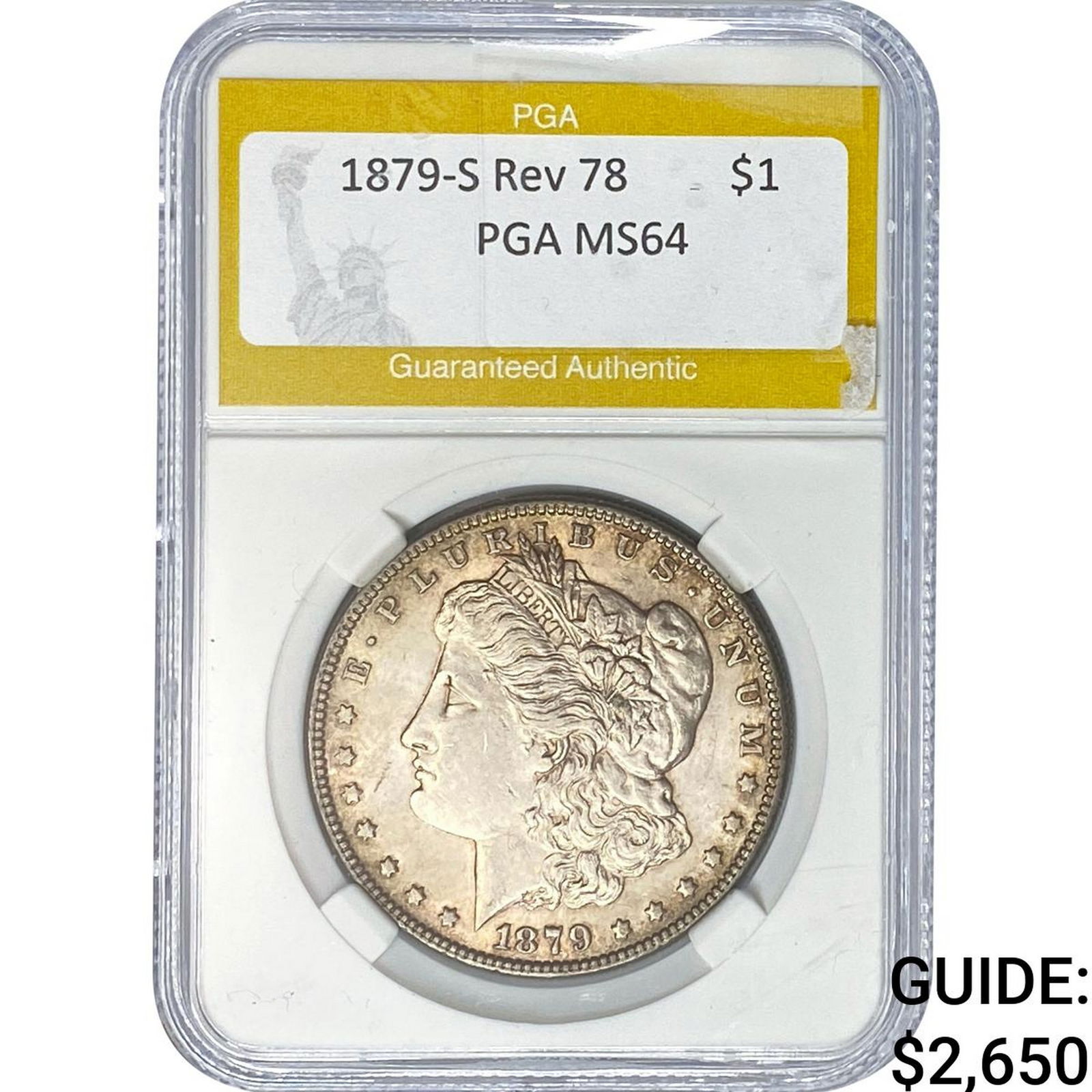 1879-S Rev 78 Morgan Silver Dollar PGA MS64: 1879-S Rev 78 Morgan Silver Dollar PGA MS64