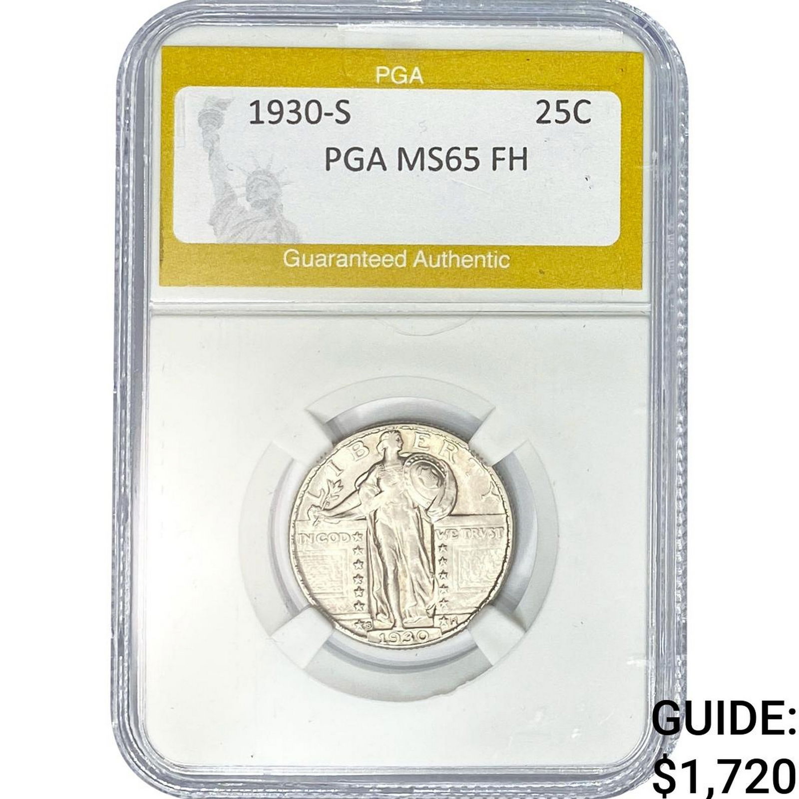 1930-S Standing Liberty Quarter PGA MS65 FH: 1930-S Standing Liberty Quarter PGA MS65 FH