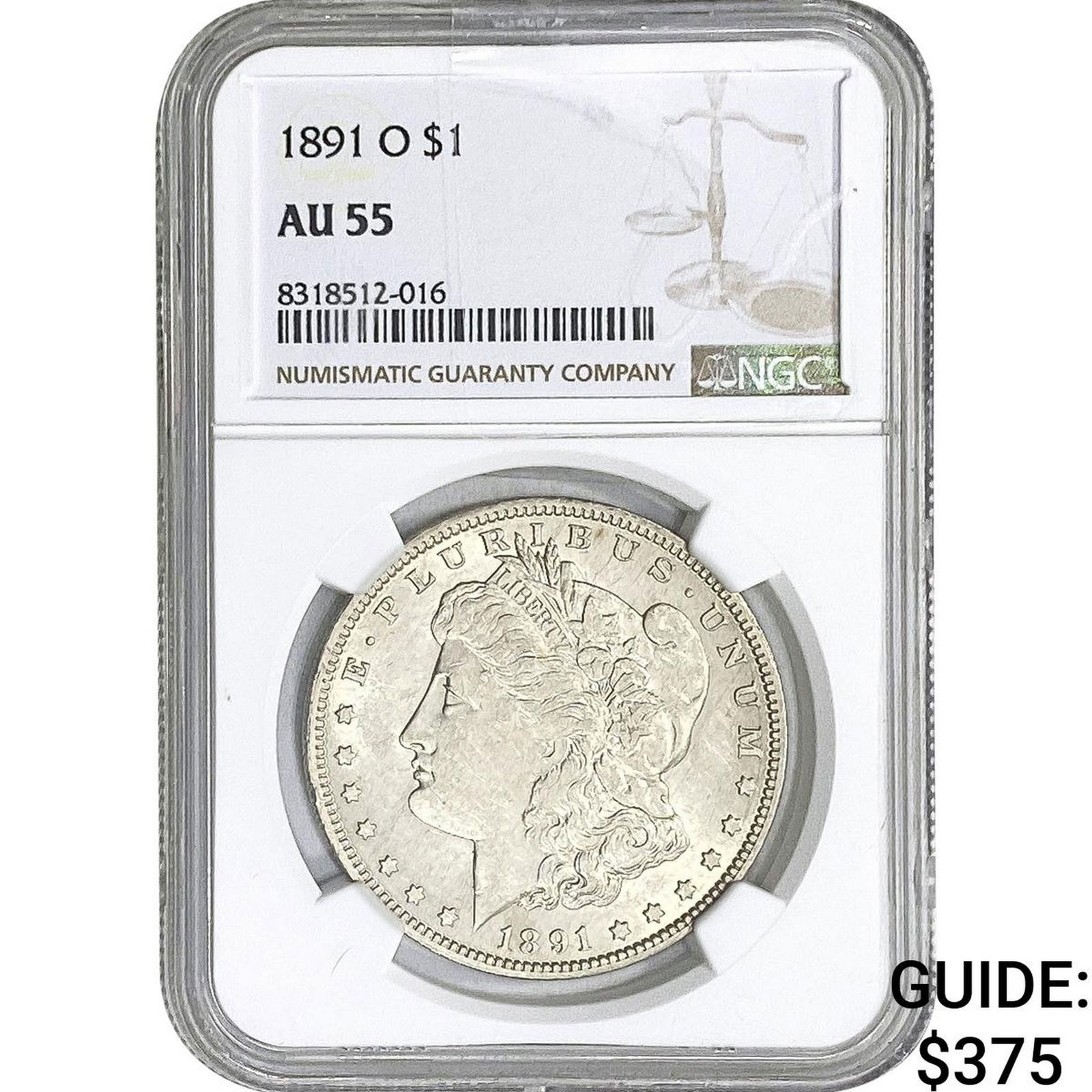 1891-O Morgan Silver Dollar NGC AU55: 1891-O Morgan Silver Dollar NGC AU55